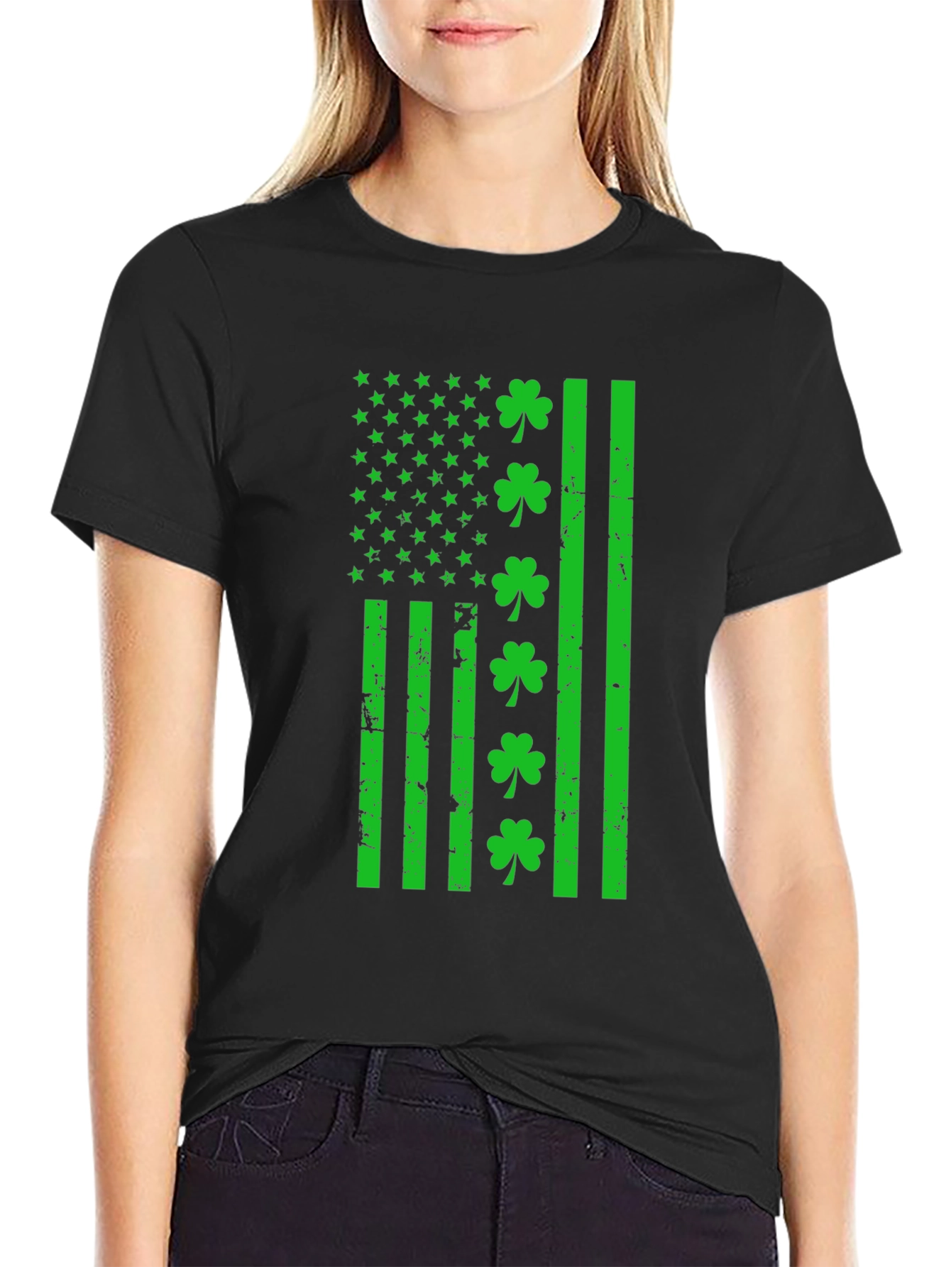 St. Patricks Day Shamrock Flag Graphic T-Shirt