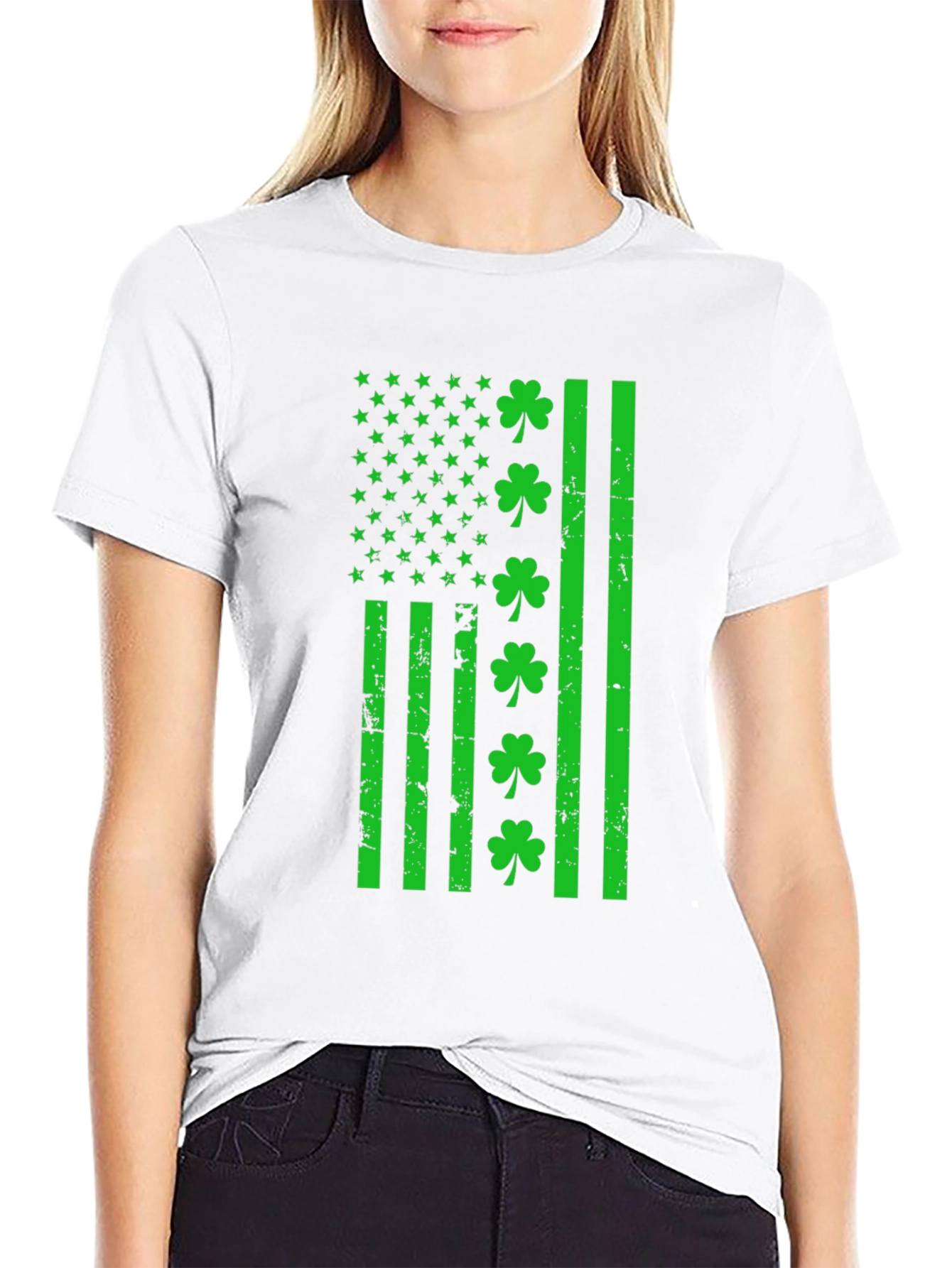 St. Patricks Day Shamrock Flag Graphic T-Shirt