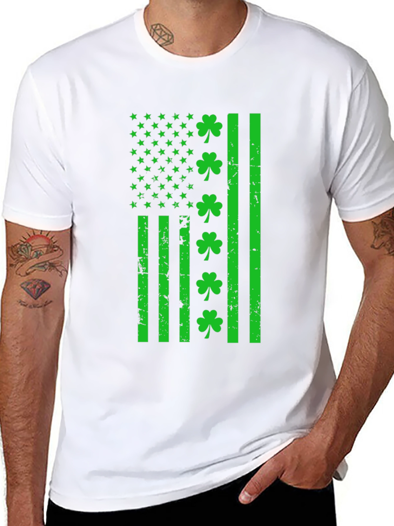 St. Patricks Day Shamrock Flag Graphic T-Shirt