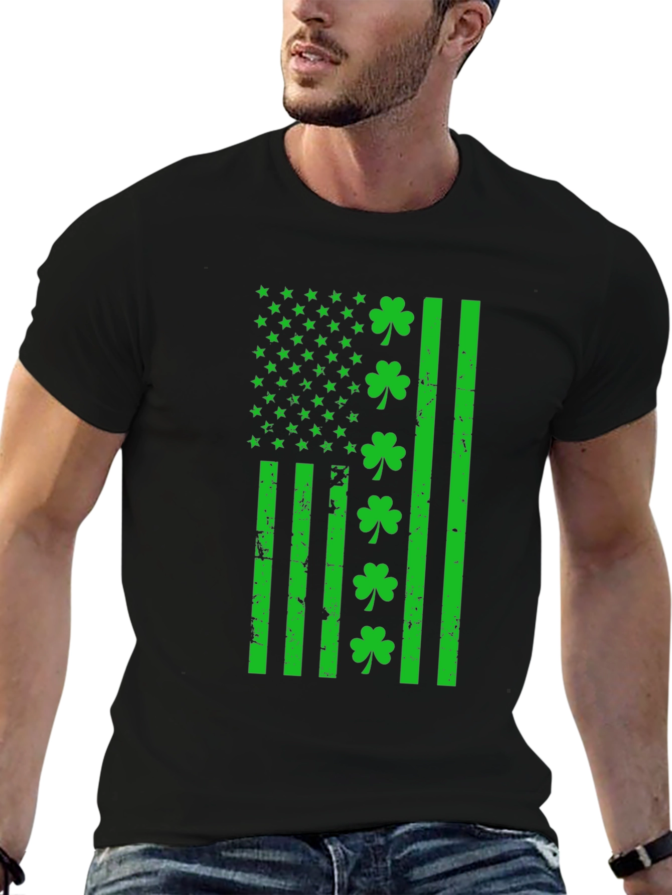 St. Patricks Day Shamrock Flag Graphic T-Shirt