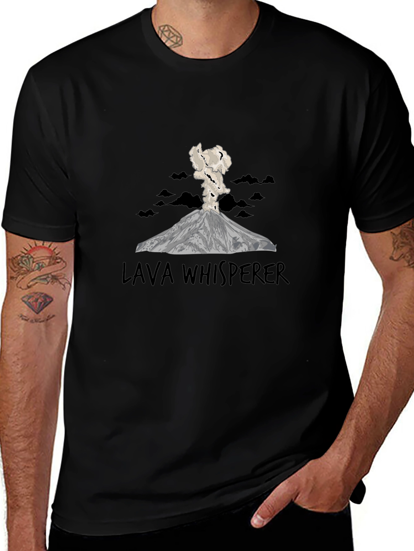 Lava Whisperer Graphic T-Shirt - Erupting Volcano Design