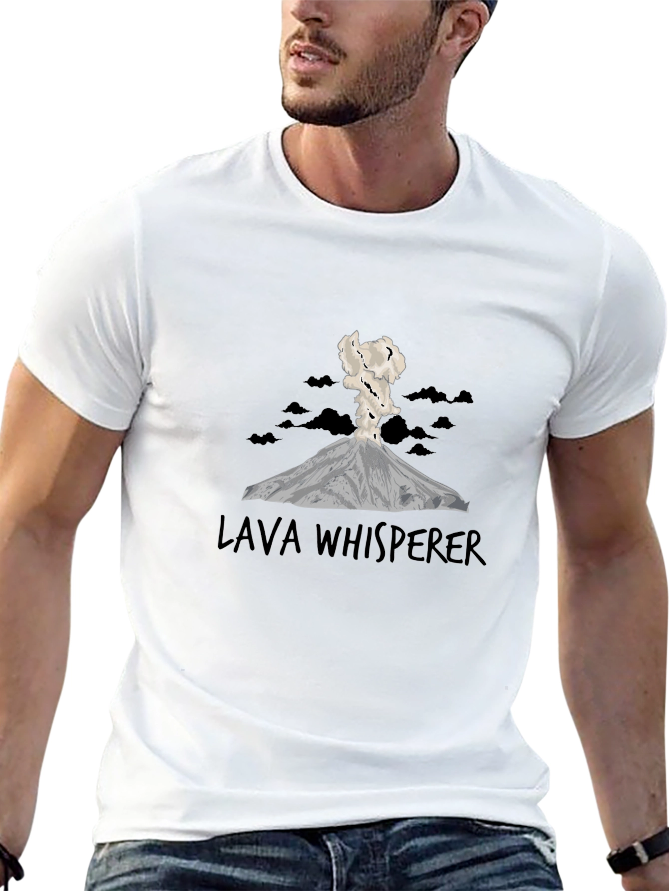 Lava Whisperer Graphic T-Shirt - Erupting Volcano Design