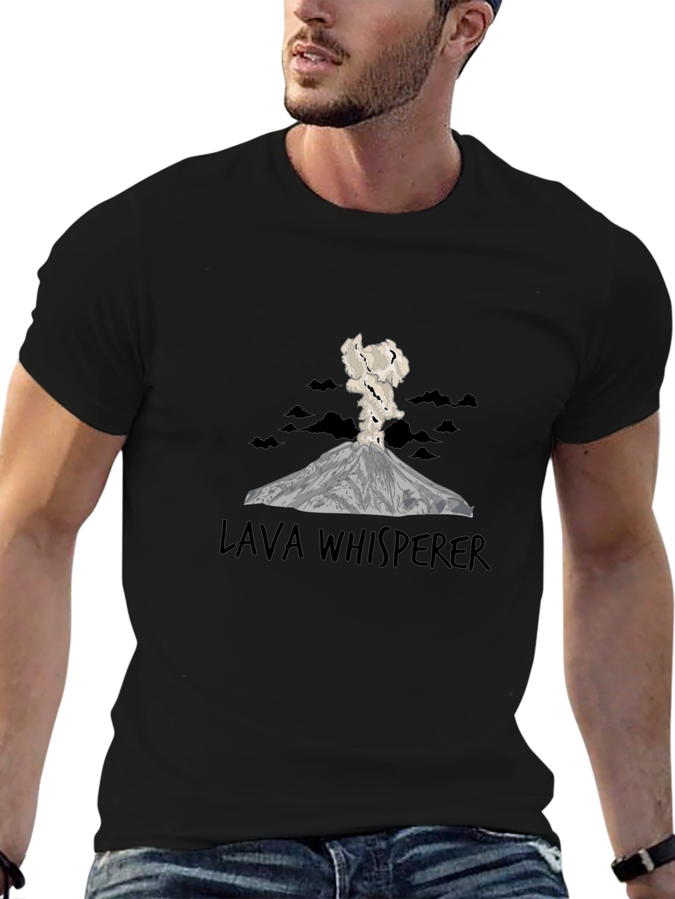 Lava Whisperer Graphic T-Shirt - Erupting Volcano Design