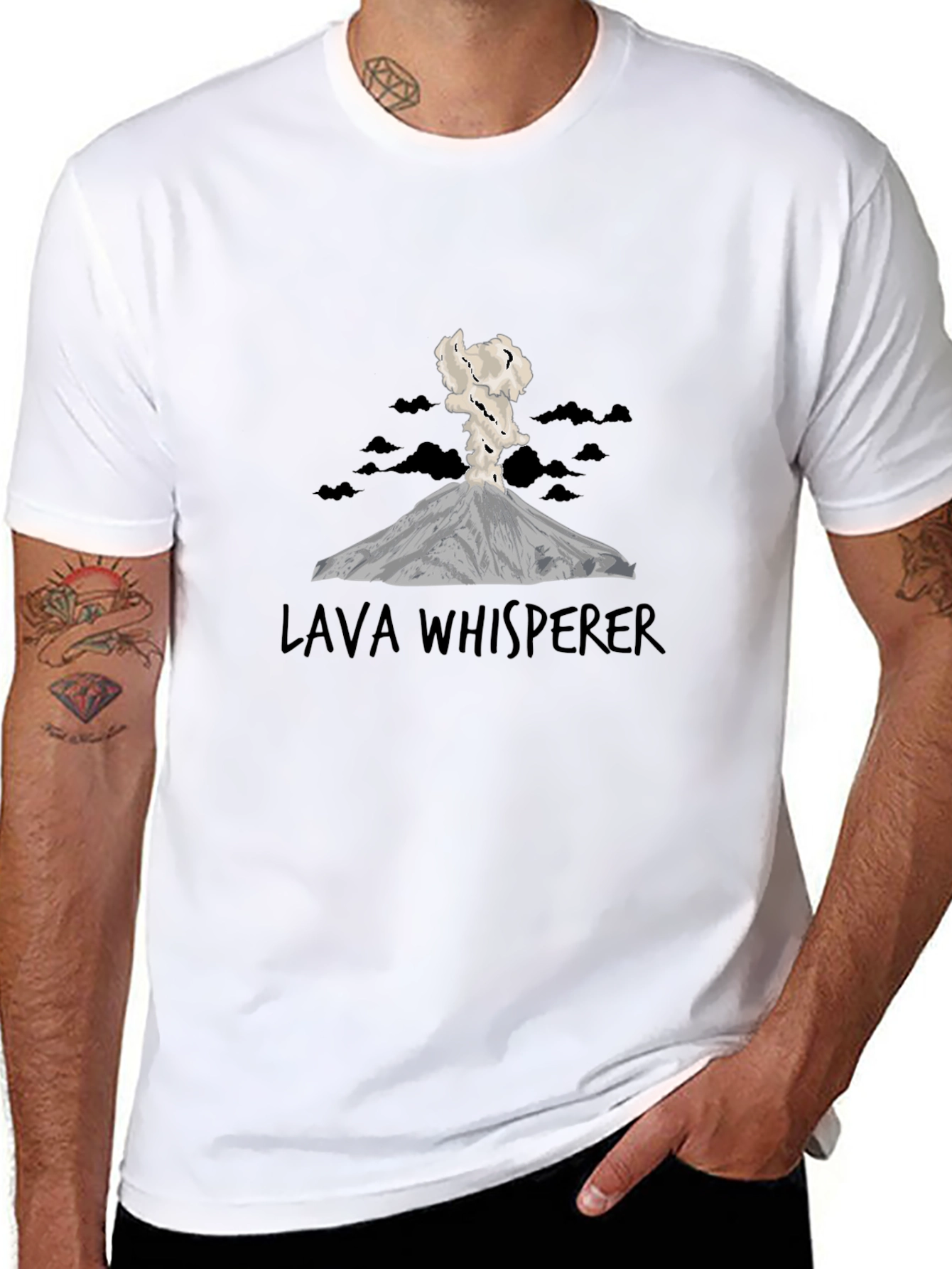 Lava Whisperer Graphic T-Shirt - Erupting Volcano Design