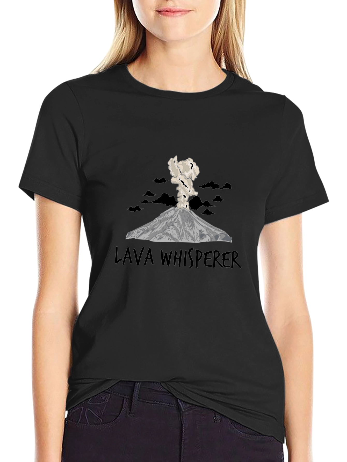 Lava Whisperer Graphic T-Shirt - Erupting Volcano Design