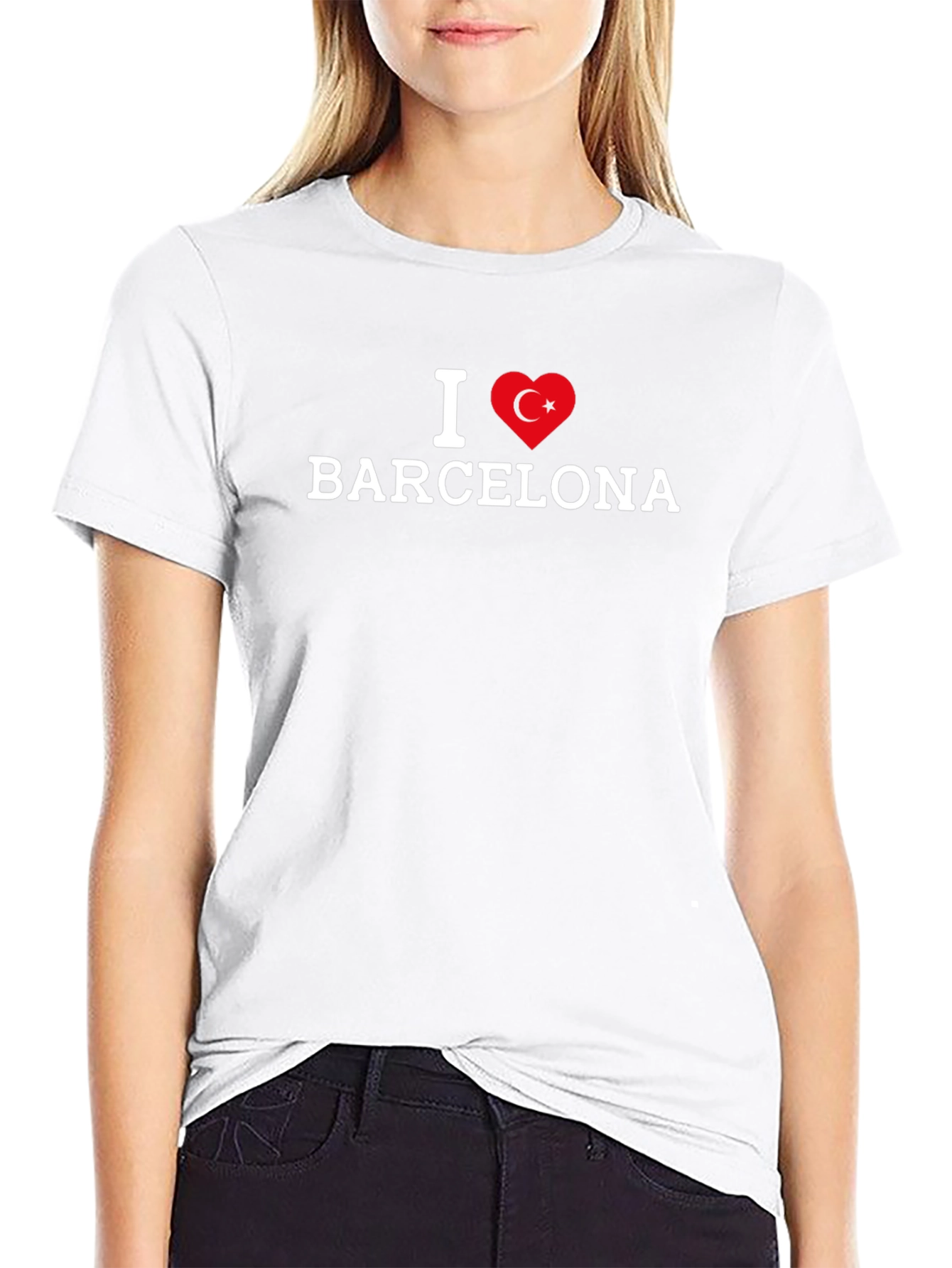 I Love Barcelona Turkey Flag Heart T-Shirt