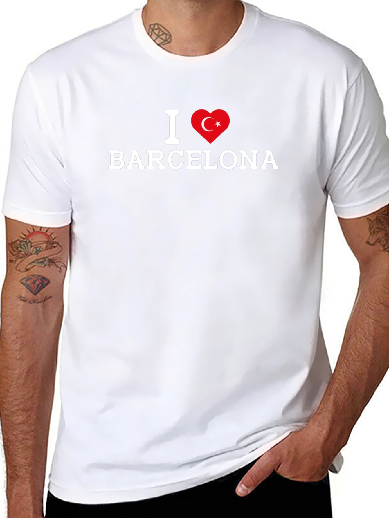 I Love Barcelona Turkey Flag Heart T-Shirt
