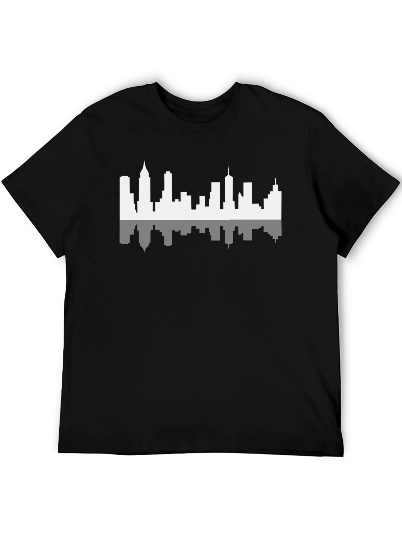 Cityscape Reflection Graphic Black T-Shirt