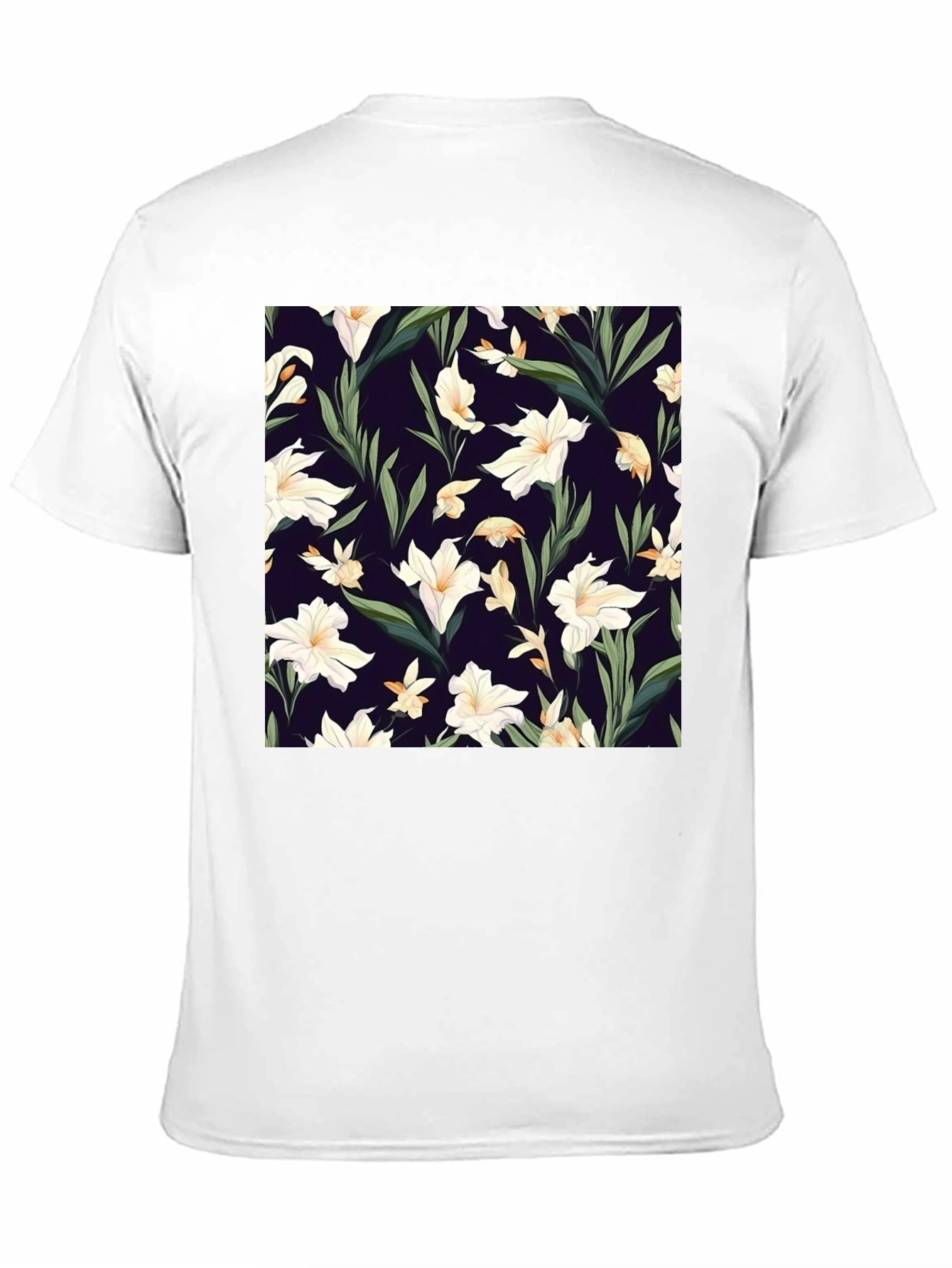 Floral Patterned Black T-Shirt