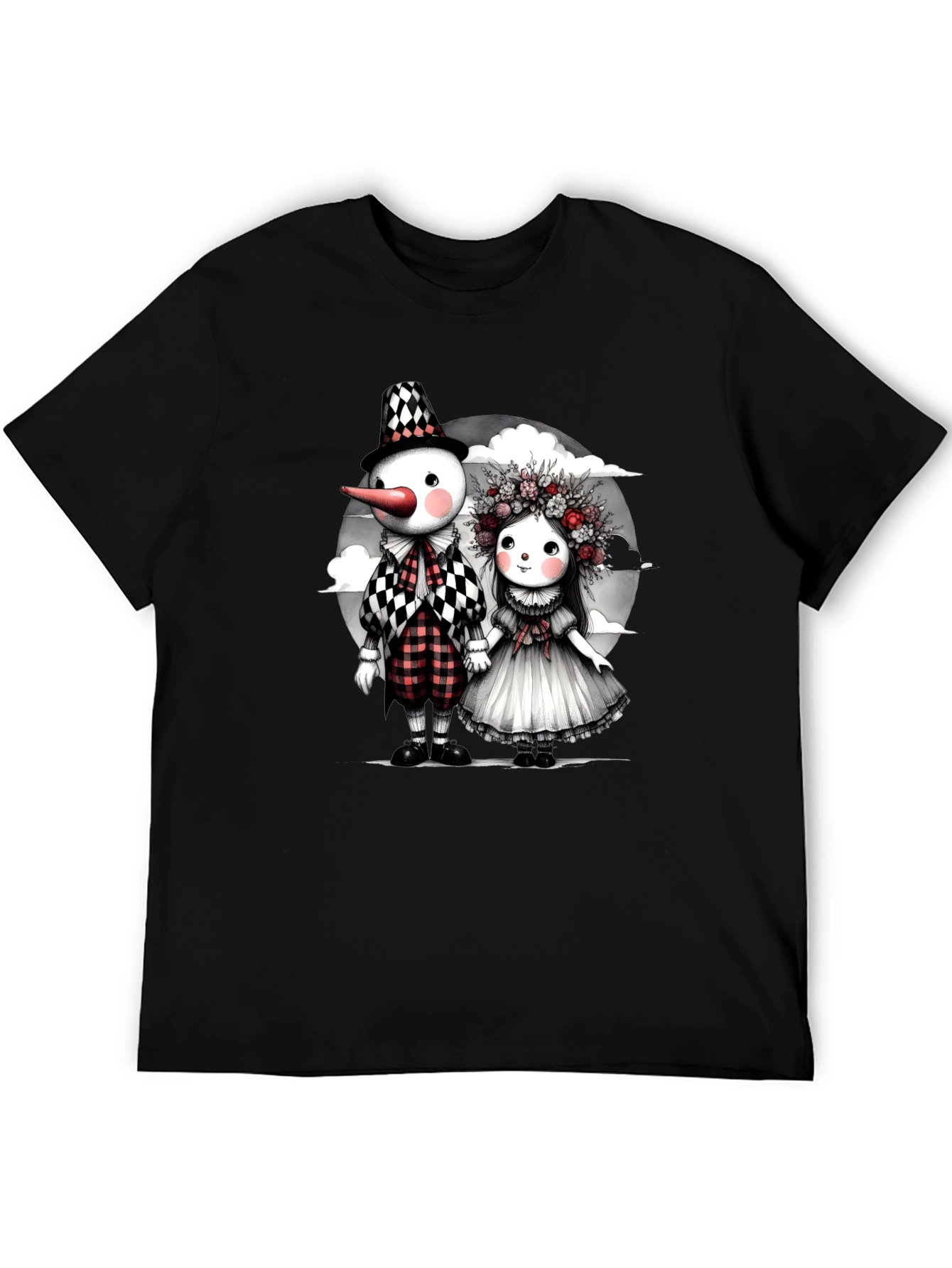 Whimsical Dolls Graphic Tee - Black