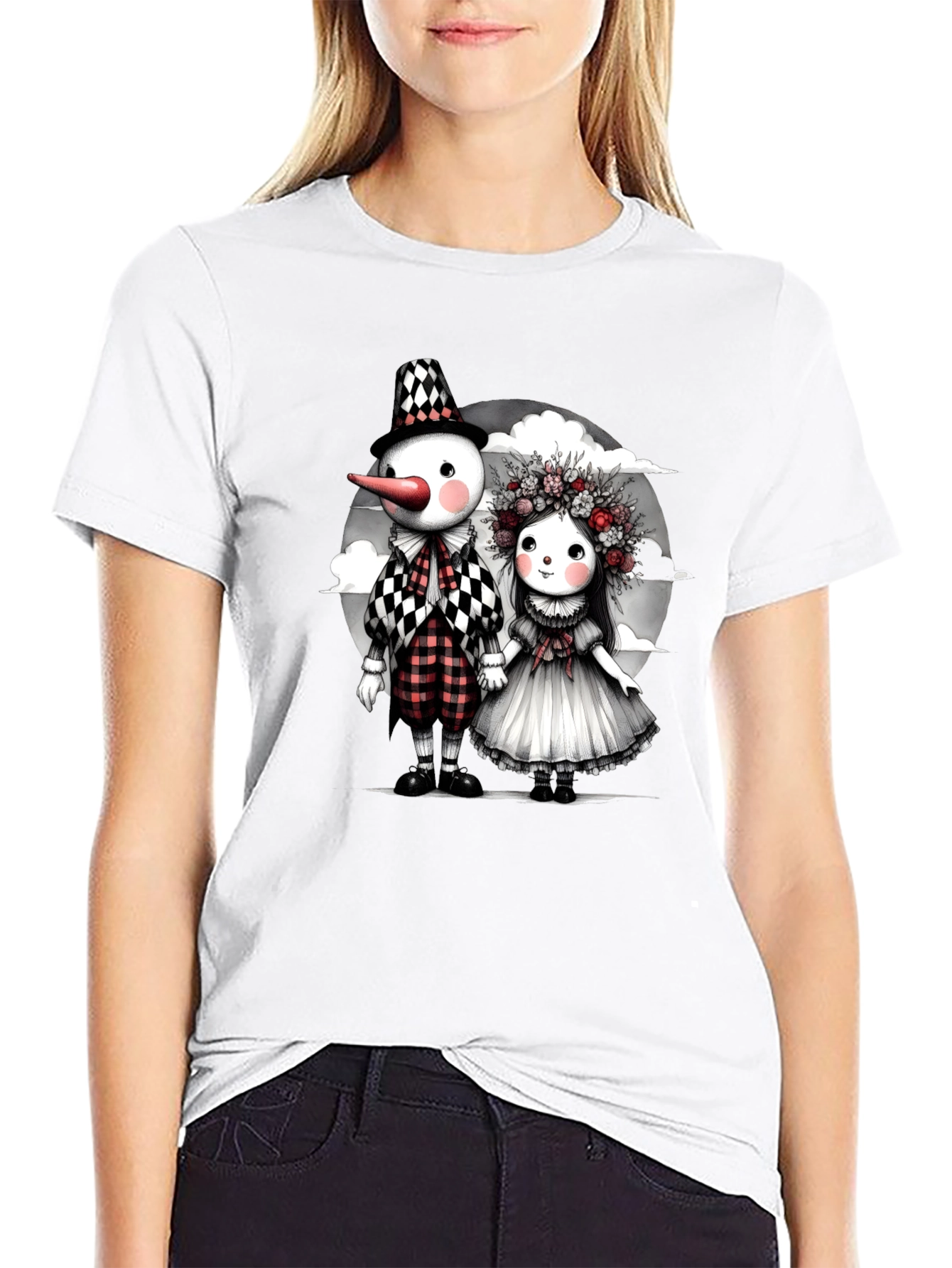 Whimsical Dolls Graphic Tee - Black