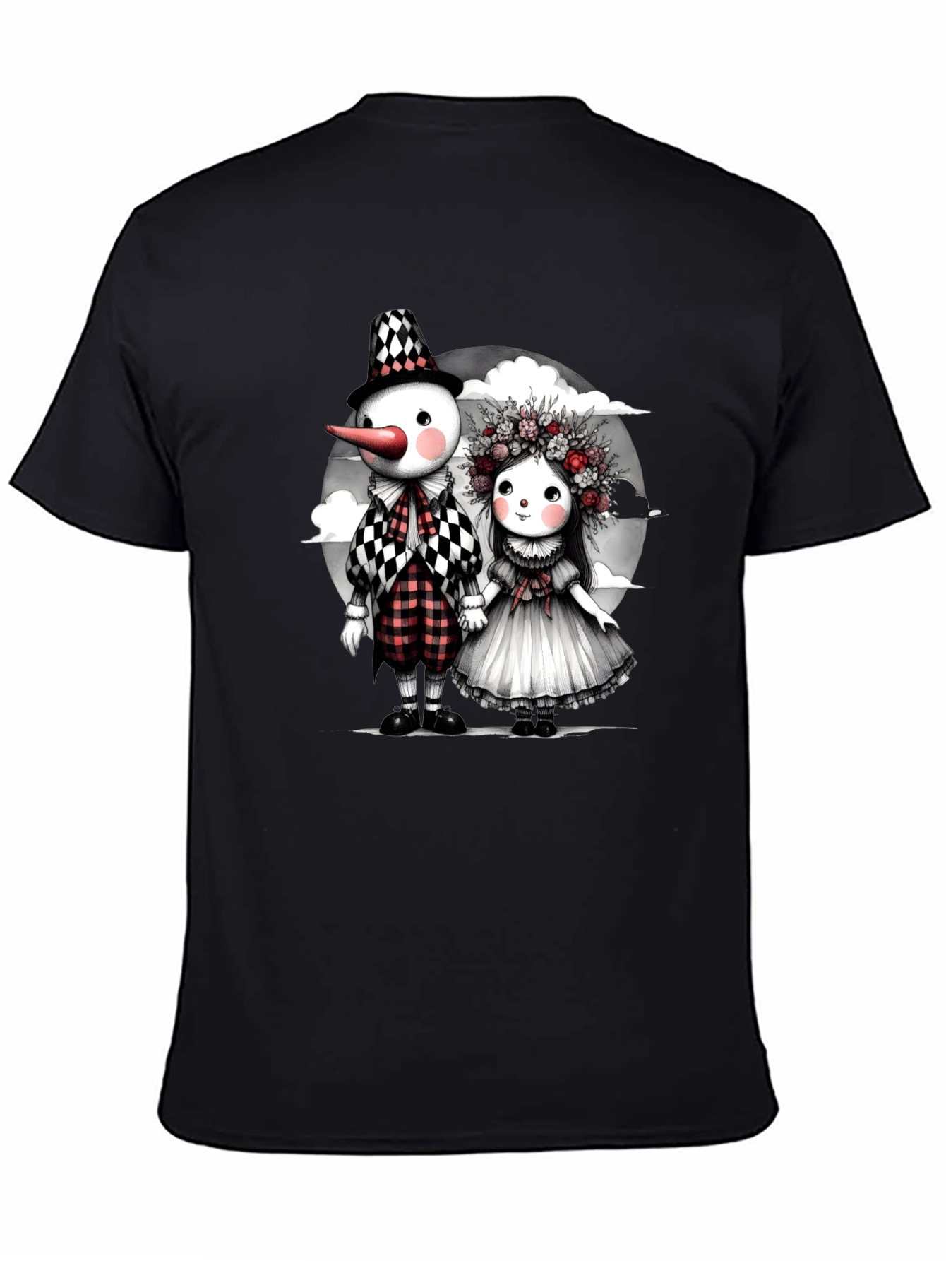 Whimsical Dolls Graphic Tee - Black