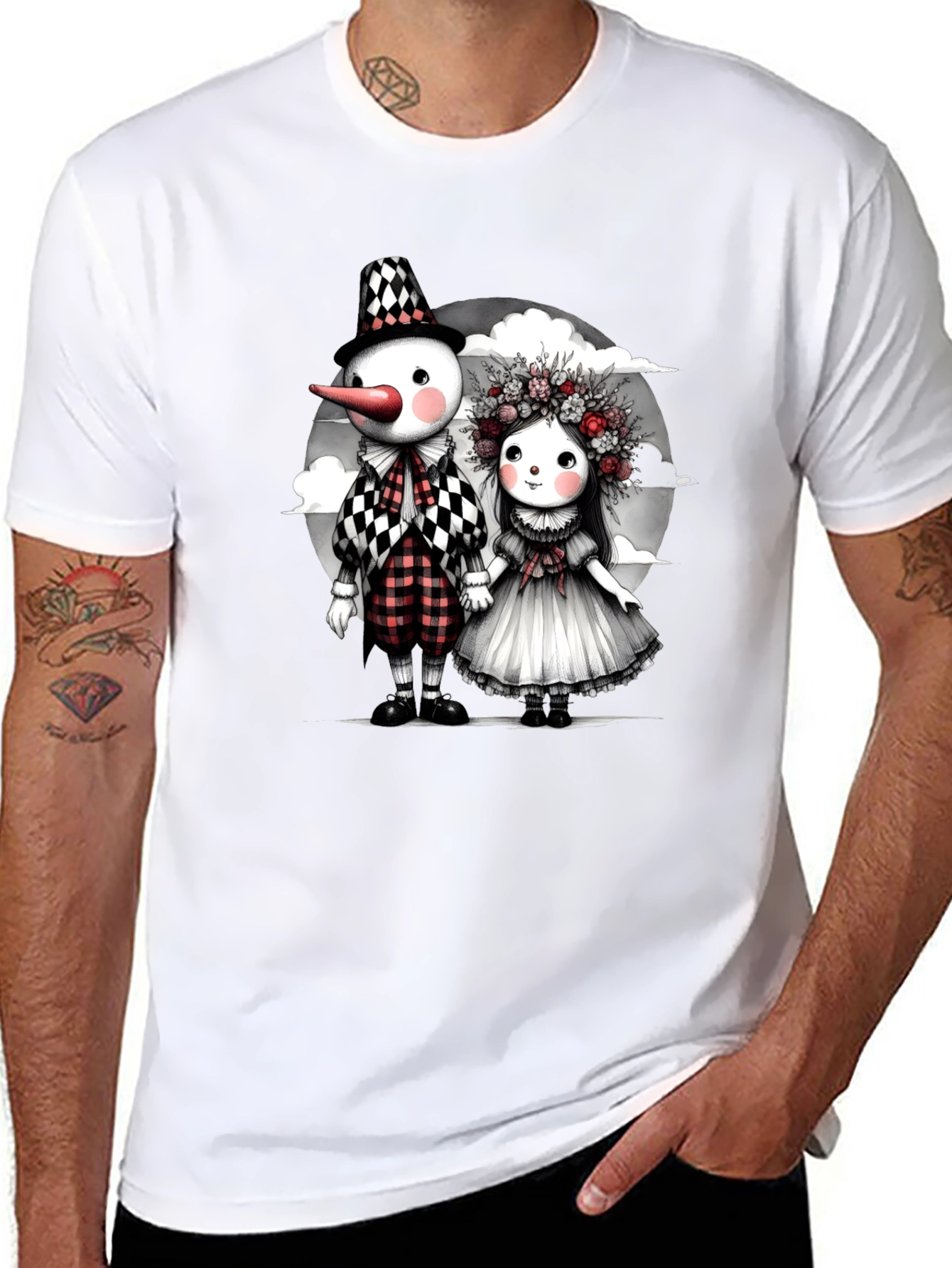 Whimsical Dolls Graphic Tee - Black