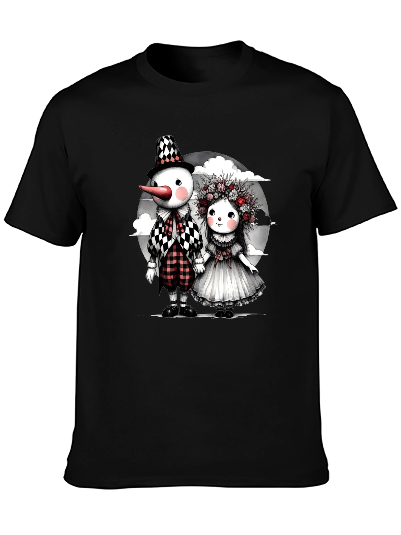 Whimsical Dolls Graphic Tee - Black