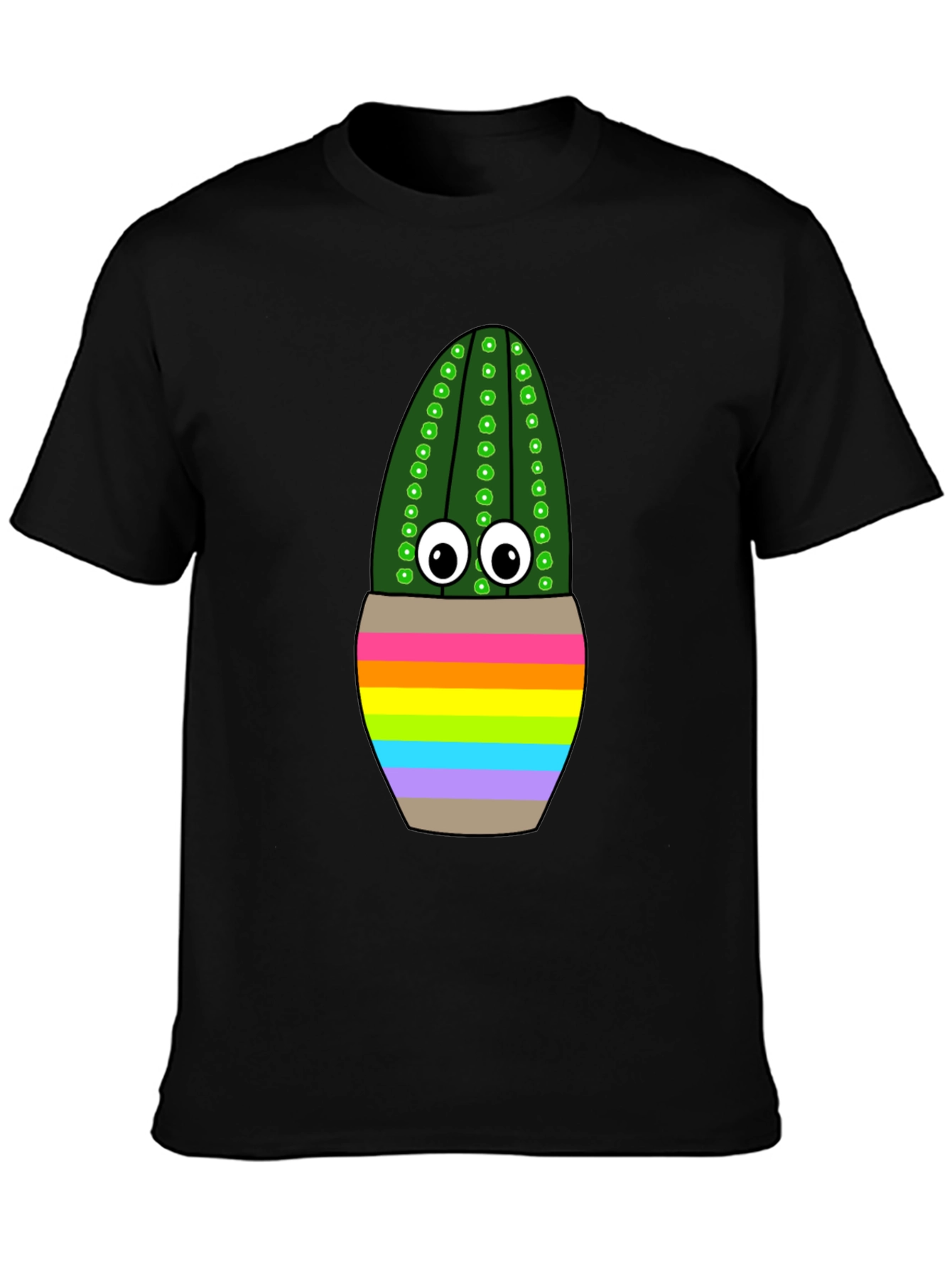 Rainbow Potted Cactus Graphic T-Shirt