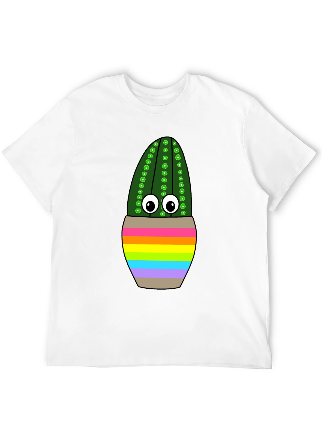 Rainbow Potted Cactus Graphic T-Shirt