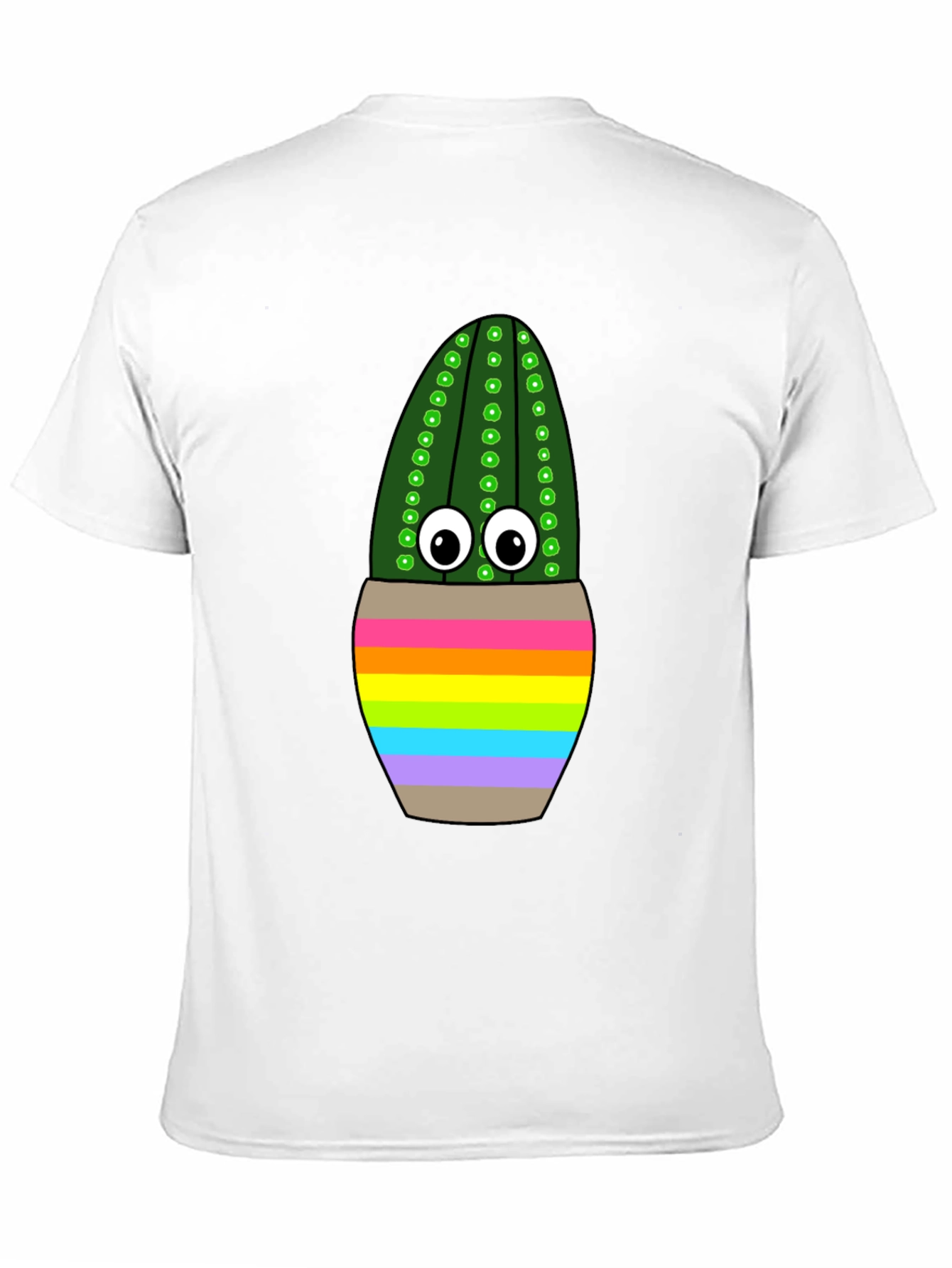 Rainbow Potted Cactus Graphic T-Shirt