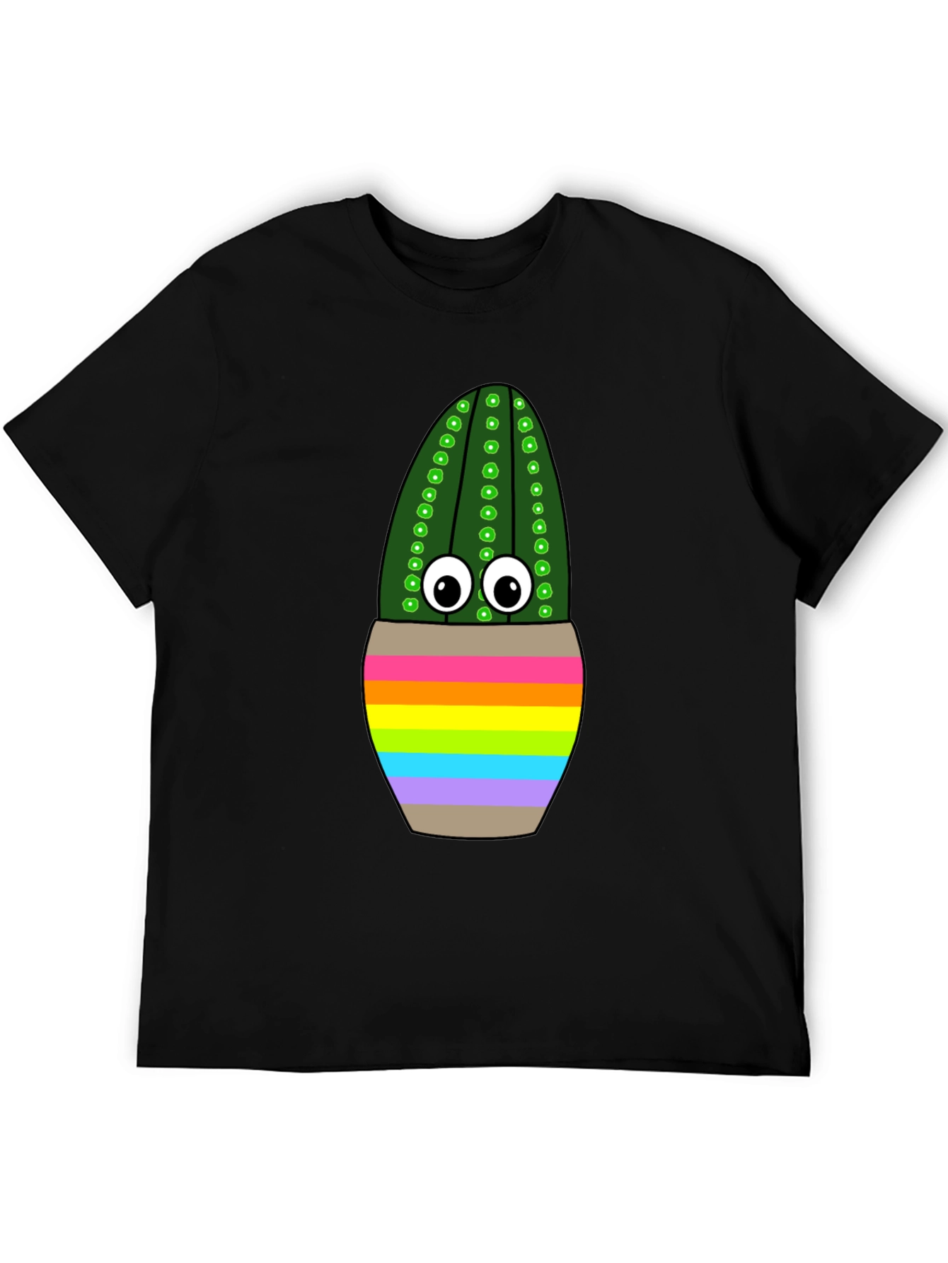 Rainbow Potted Cactus Graphic T-Shirt