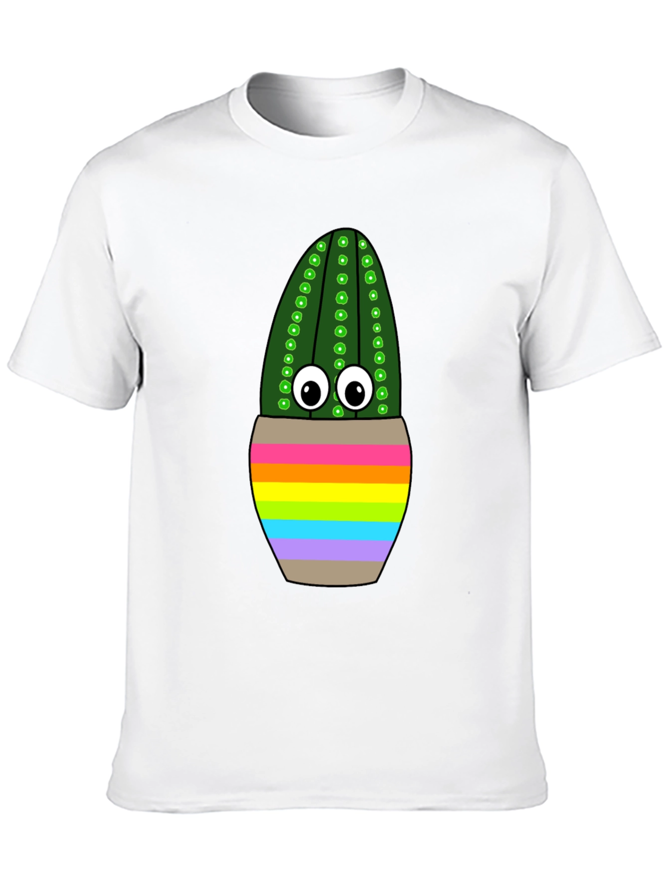 Rainbow Potted Cactus Graphic T-Shirt