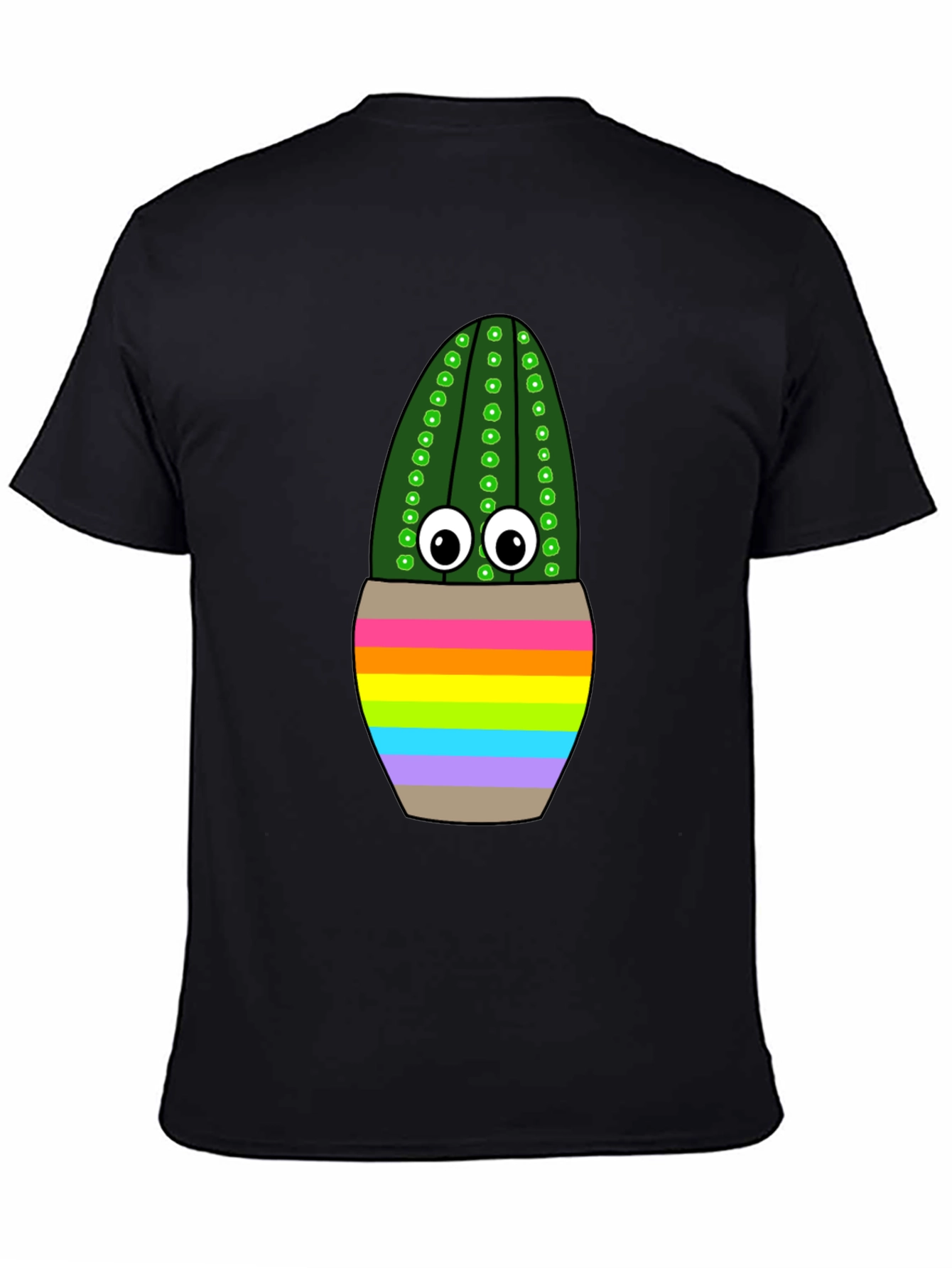 Rainbow Potted Cactus Graphic T-Shirt