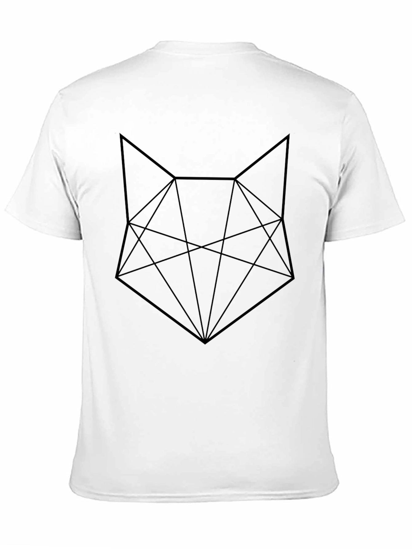 Geometric Fox Graphic Tee - Black Cotton Blend