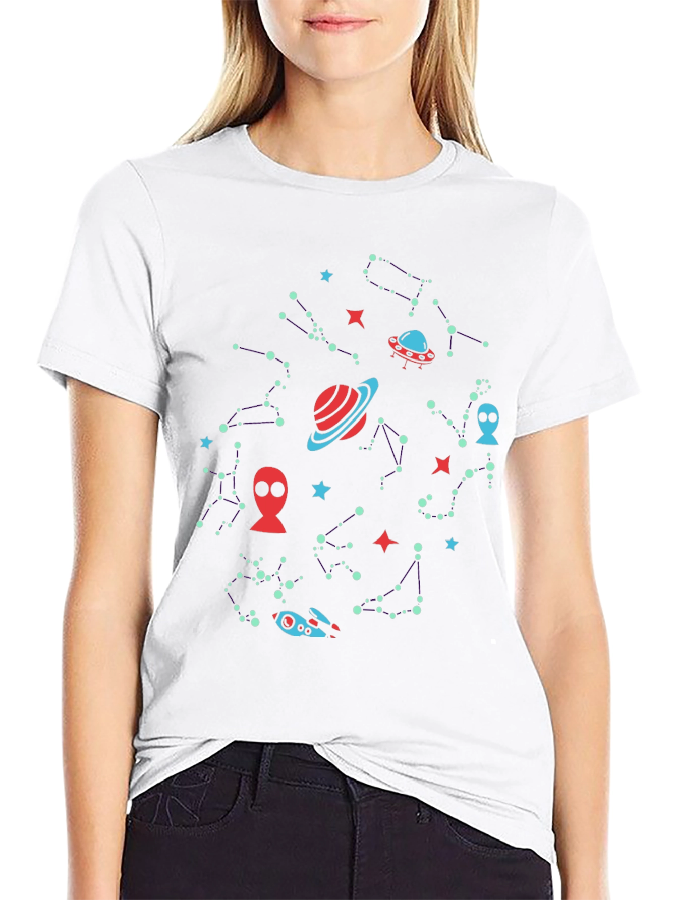 Galaxy Alien Graphic Print Mens Black T-Shirt