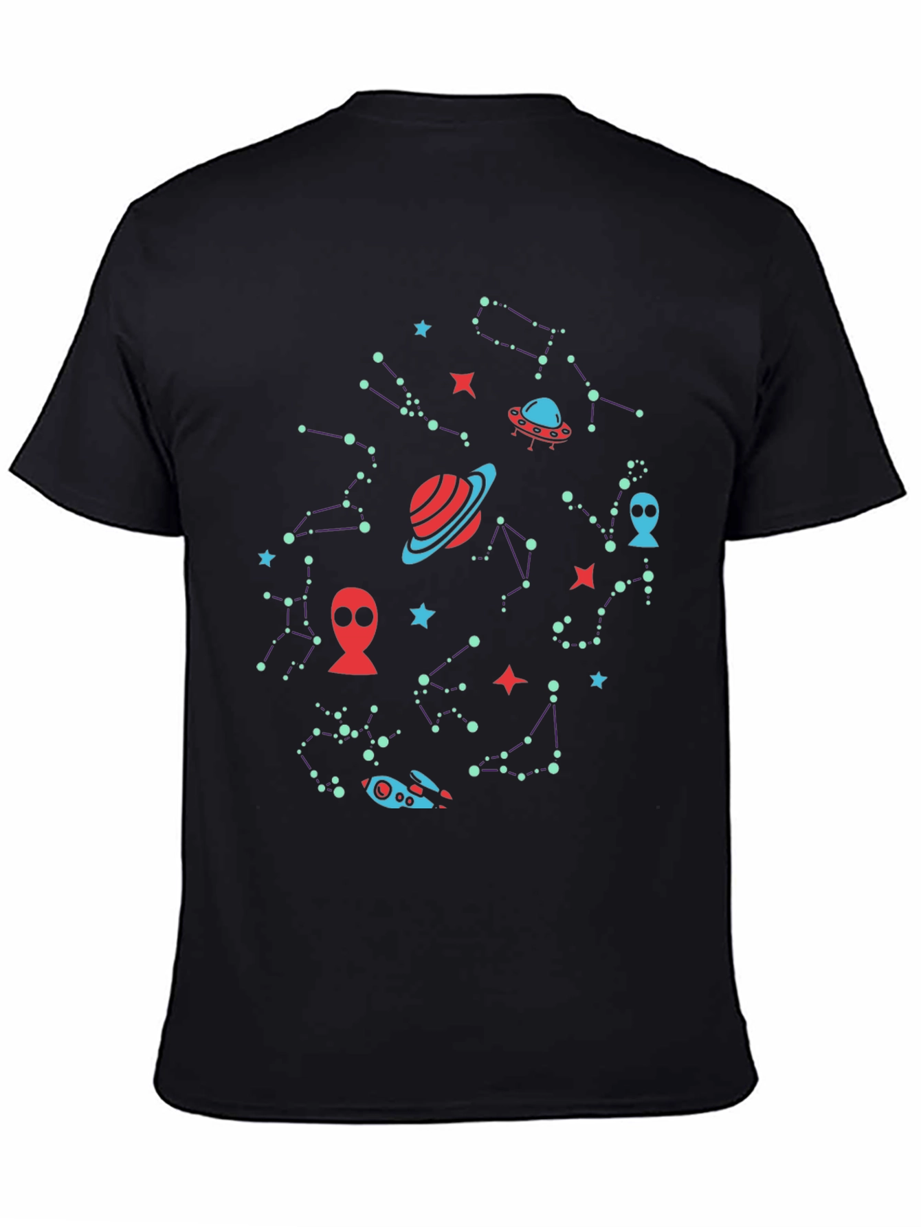 Galaxy Alien Graphic Print Mens Black T-Shirt