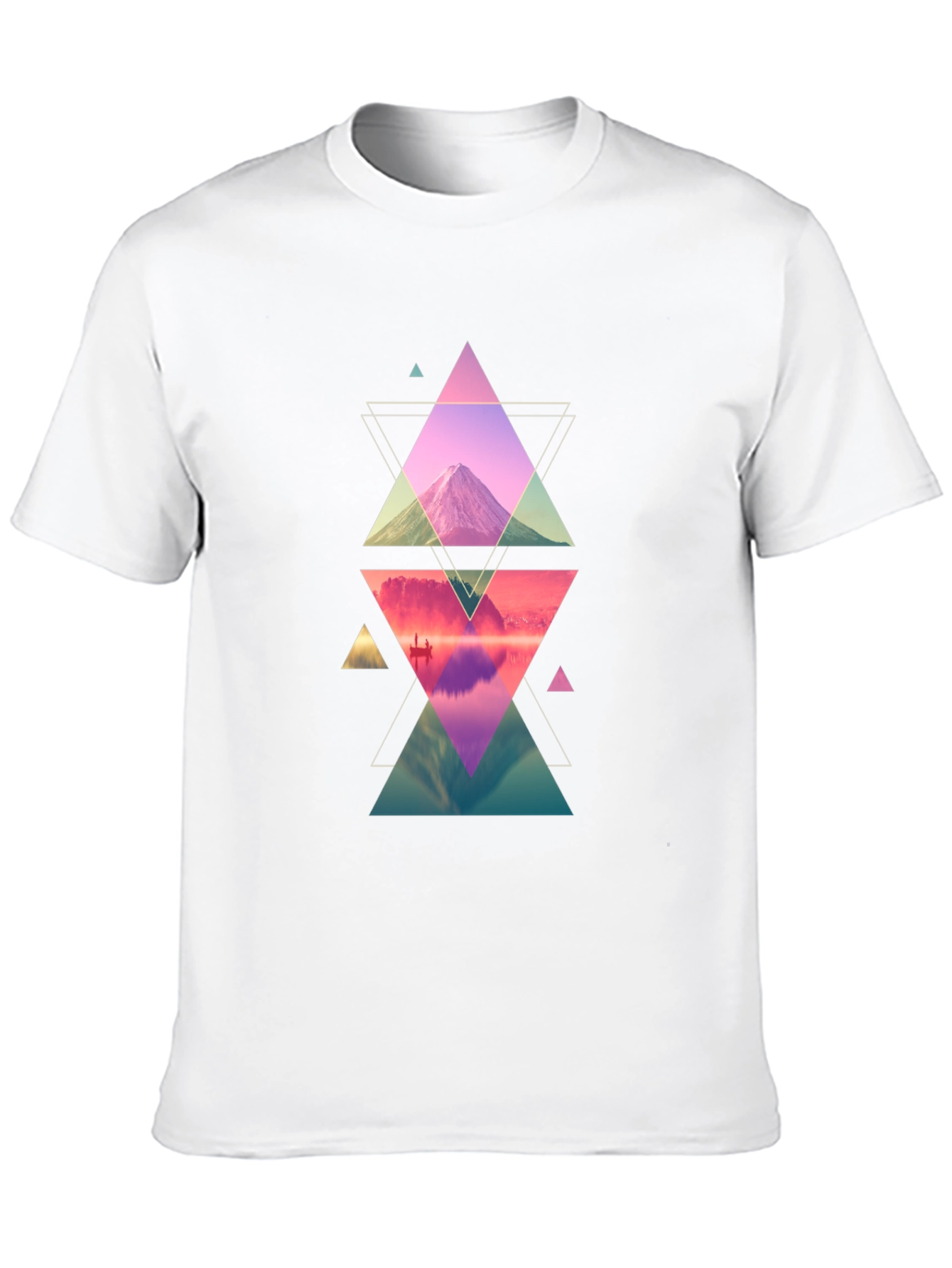 Geometric Mountain Print Black T-Shirt