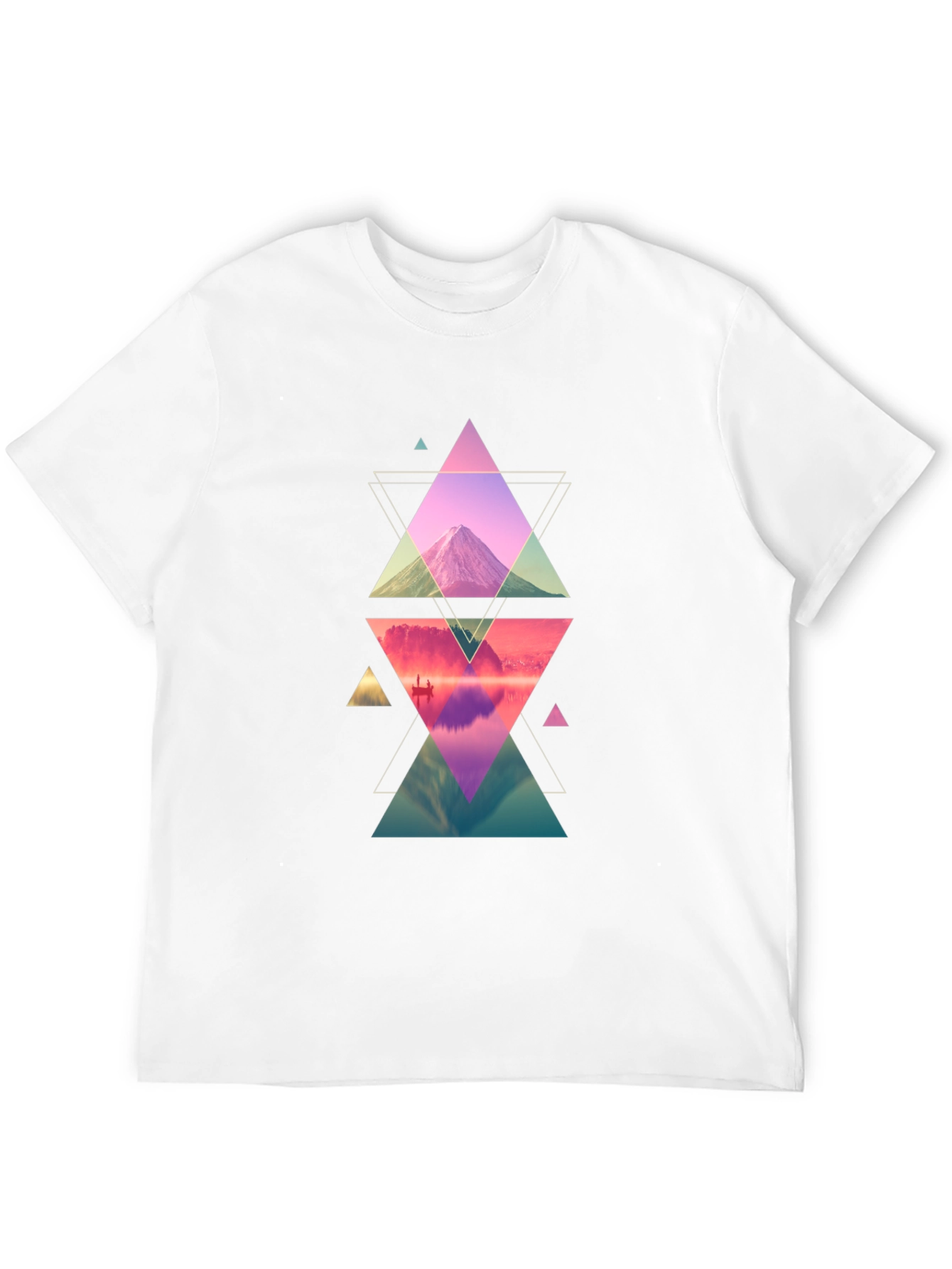 Geometric Mountain Print Black T-Shirt