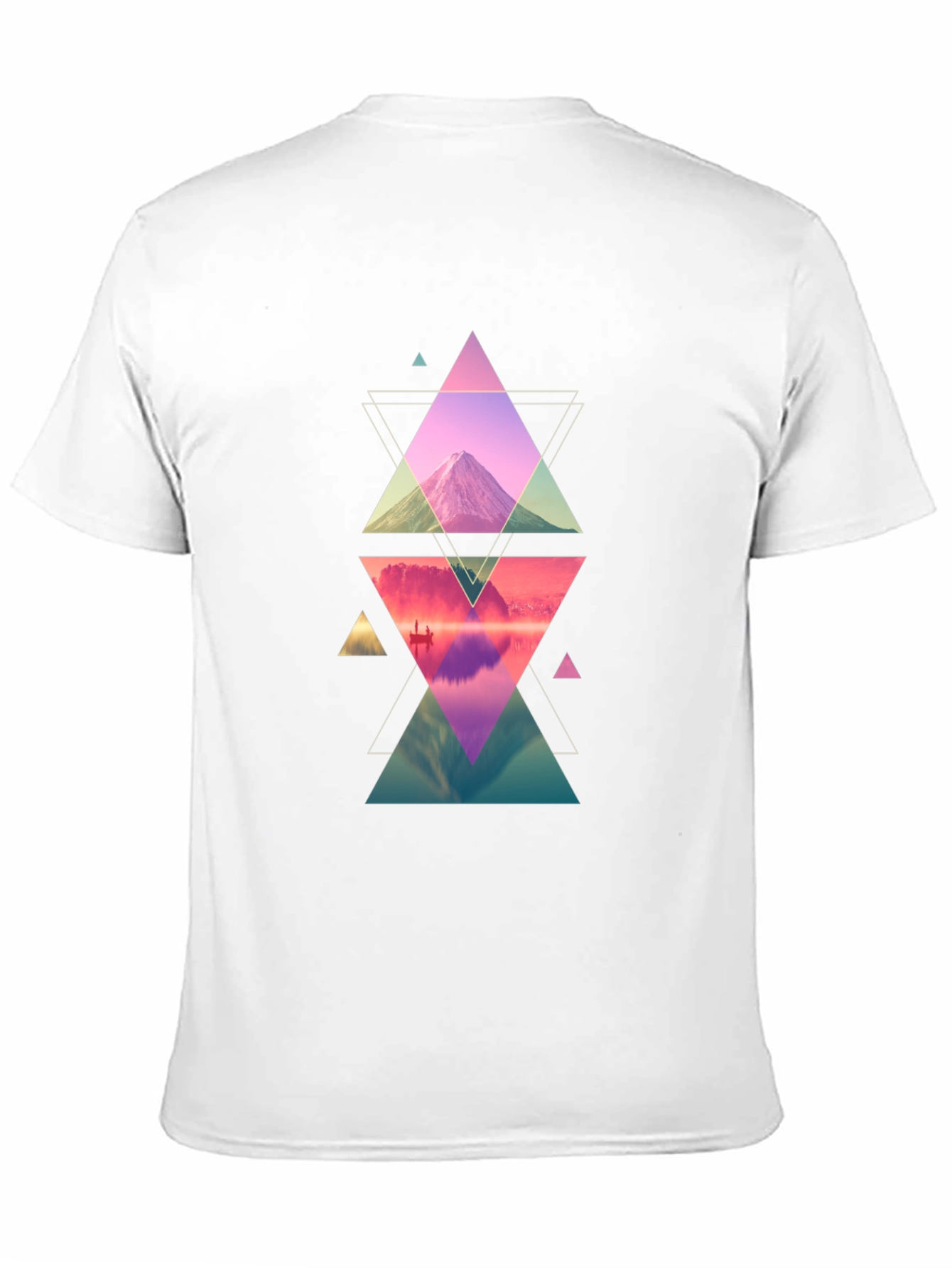 Geometric Mountain Print Black T-Shirt