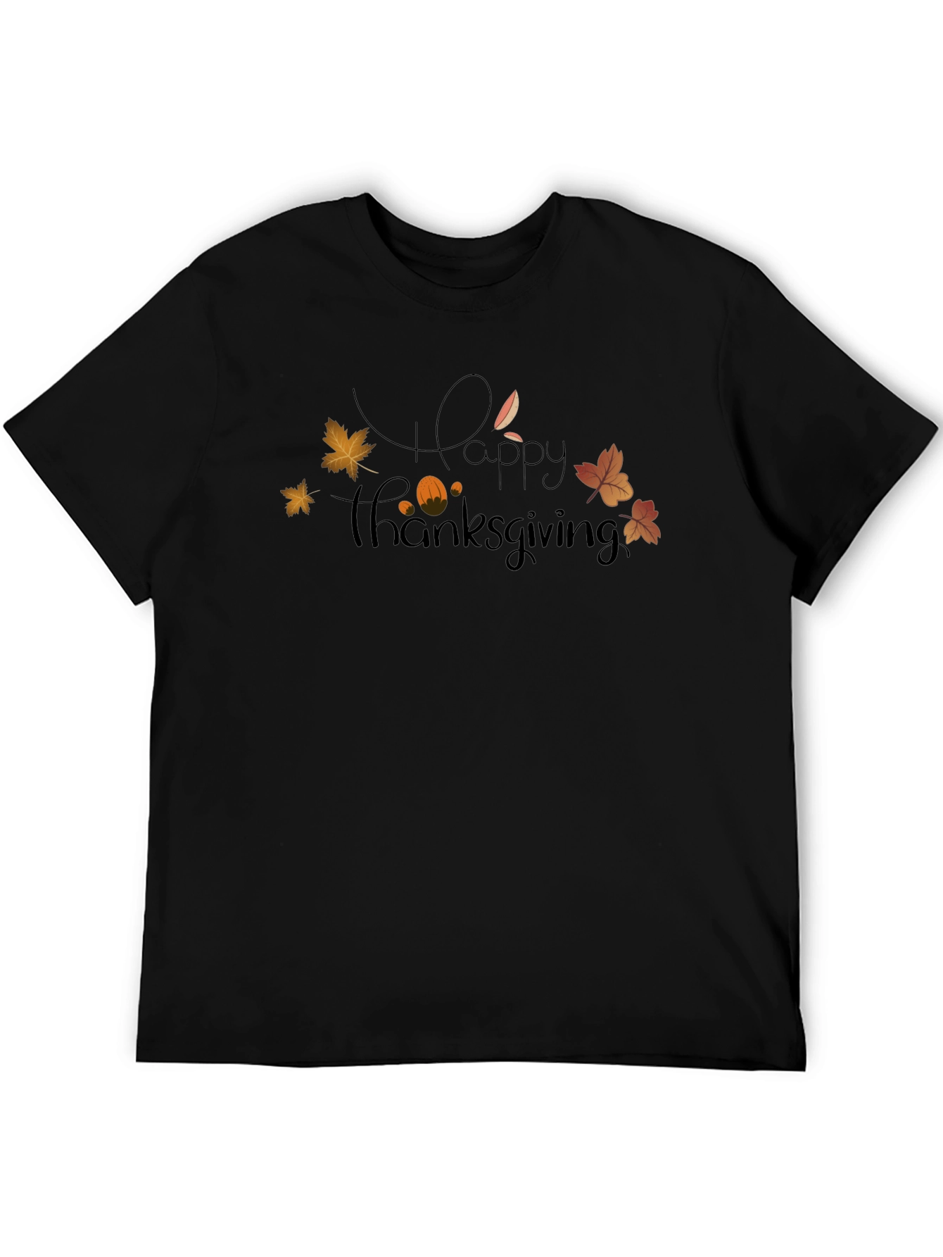 Happy Thanksgiving Graphic Tee - Black