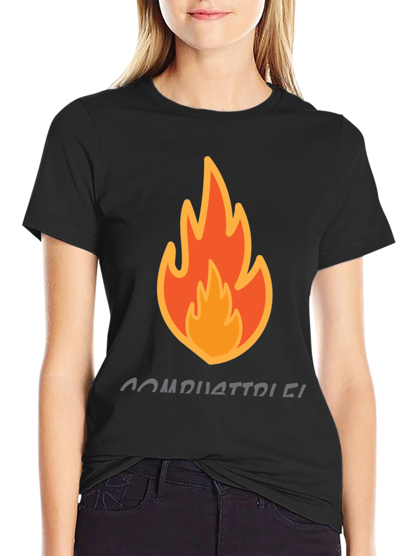 Combustible Black Graphic Tee - Fire Design