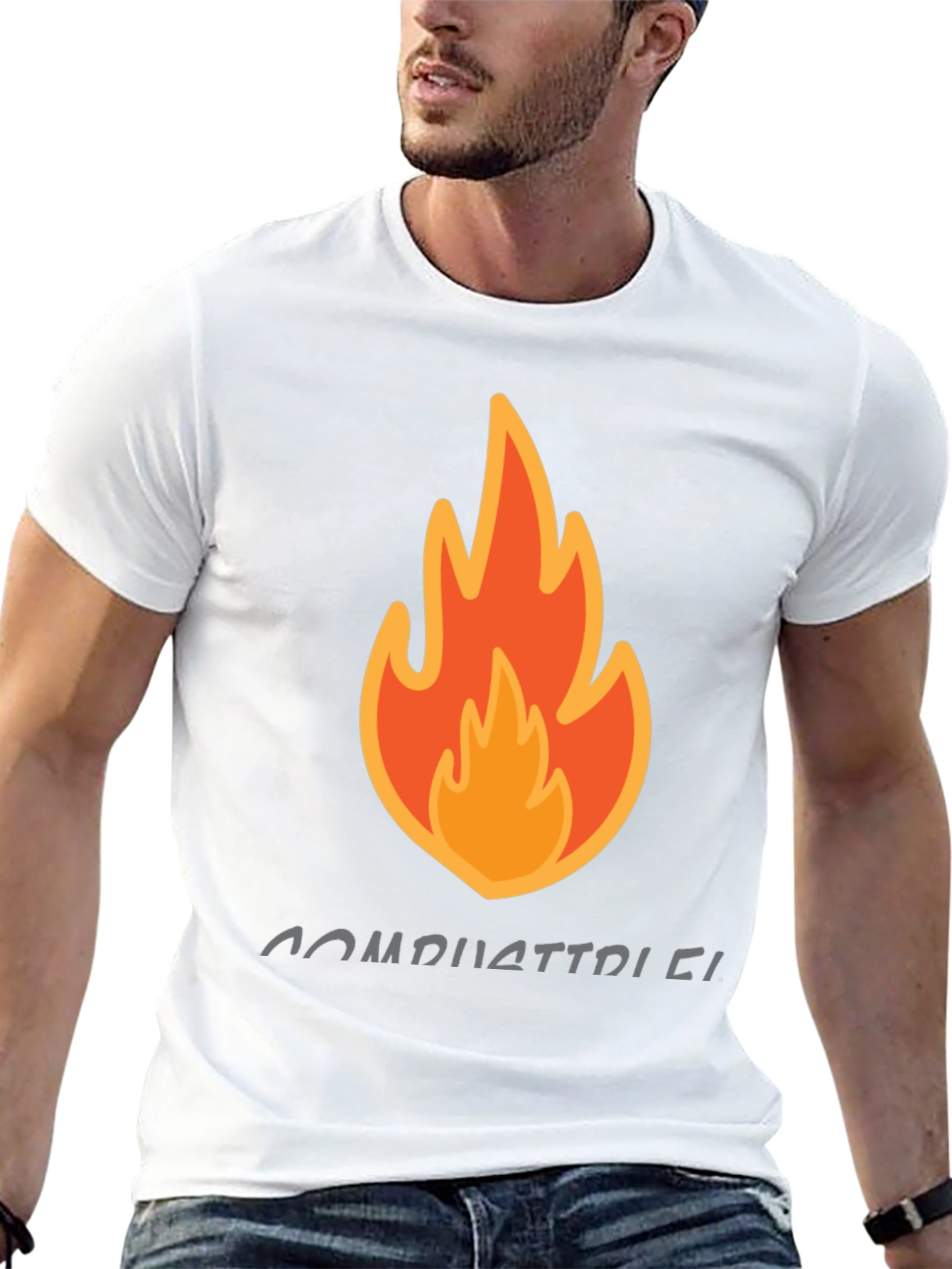 Combustible Black Graphic Tee - Fire Design