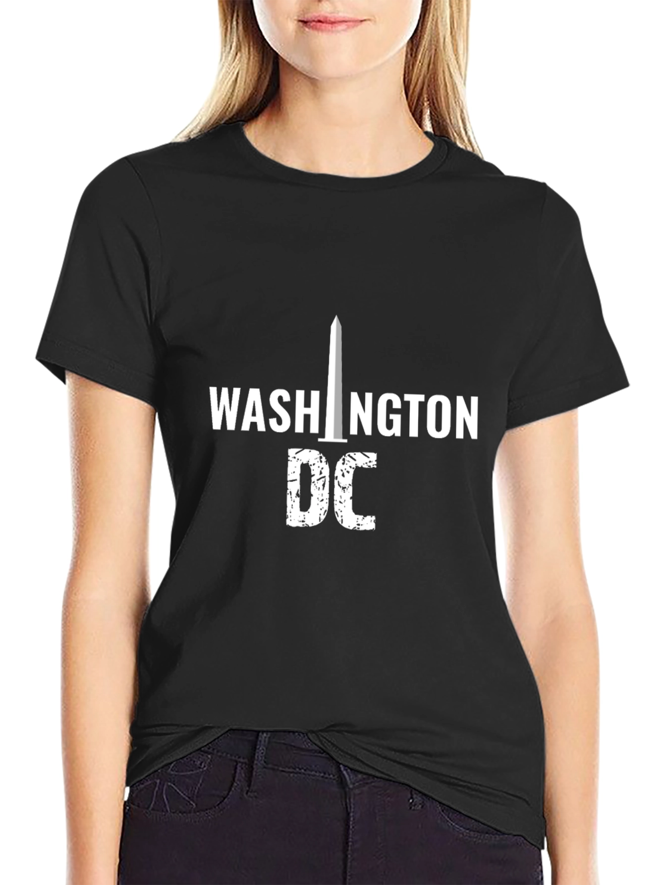 Washington DC Obelisk Graphic Black T-Shirt