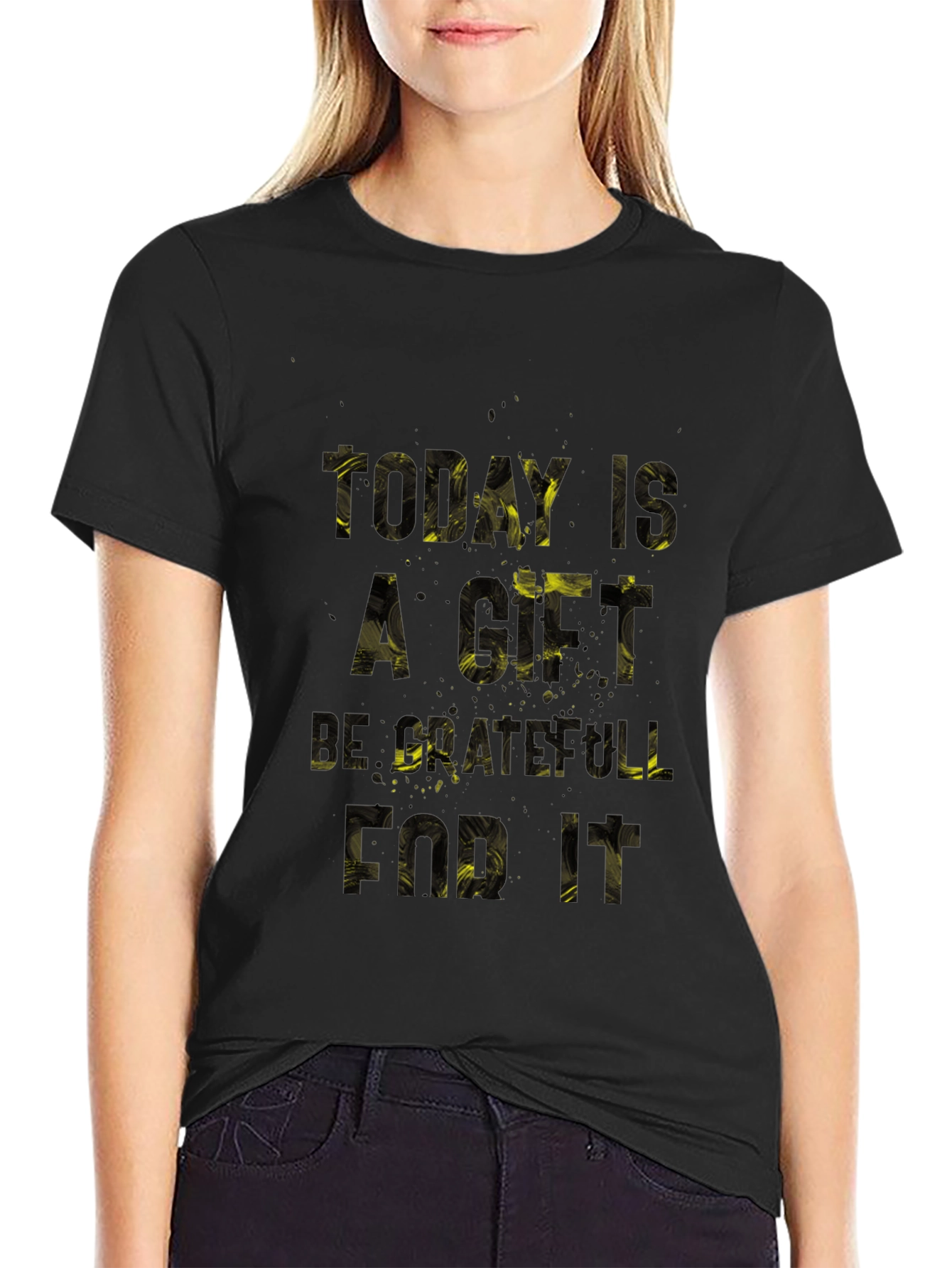 Grateful Today Black Graphic T-Shirt