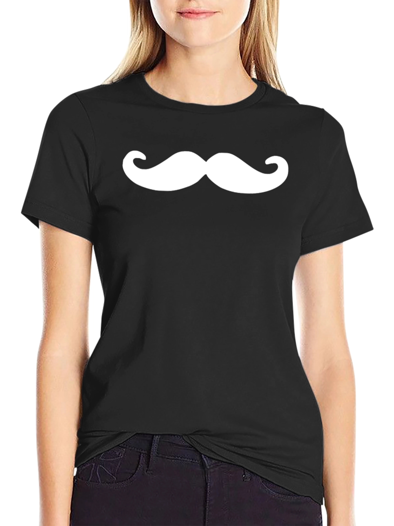 Moustache Graphic Tee - Casual Black T-Shirt