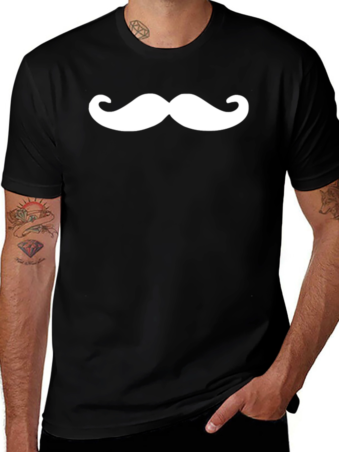 Moustache Graphic Tee - Casual Black T-Shirt
