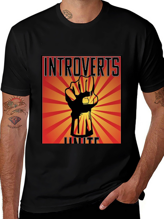 Introverts Unite Graphic T-Shirt - Black Cotton Tee
