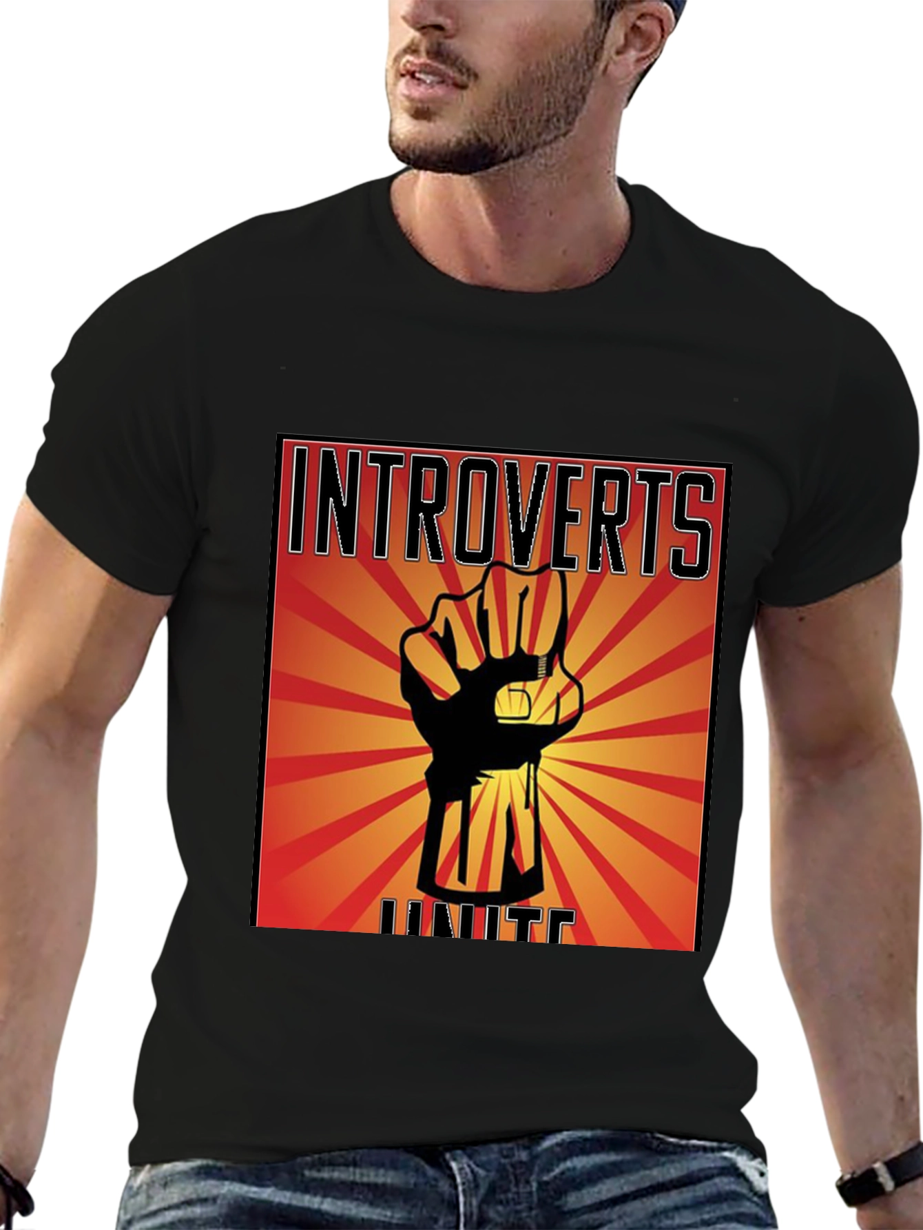 Introverts Unite Graphic T-Shirt - Black Cotton Tee