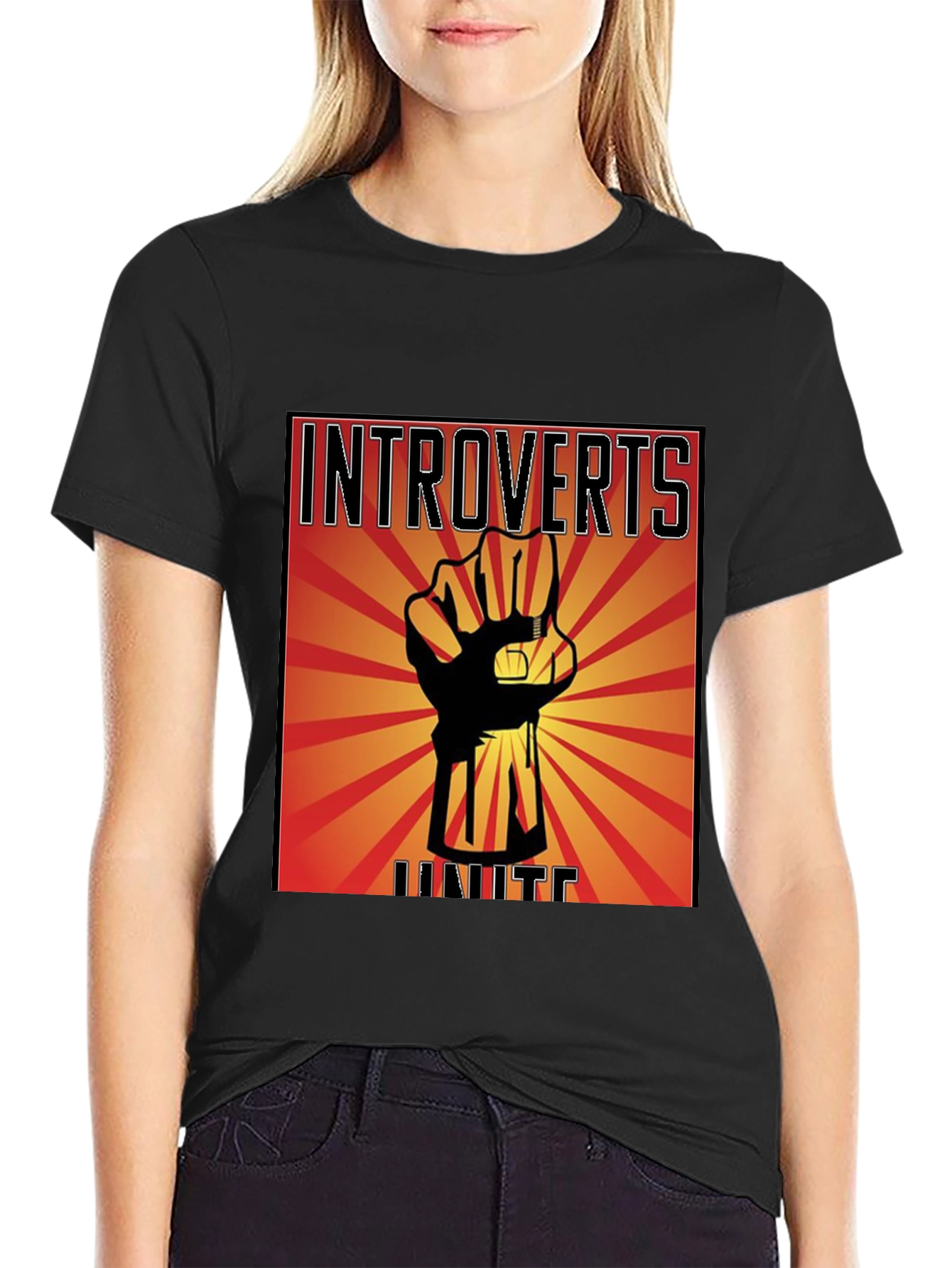 Introverts Unite Graphic T-Shirt - Black Cotton Tee