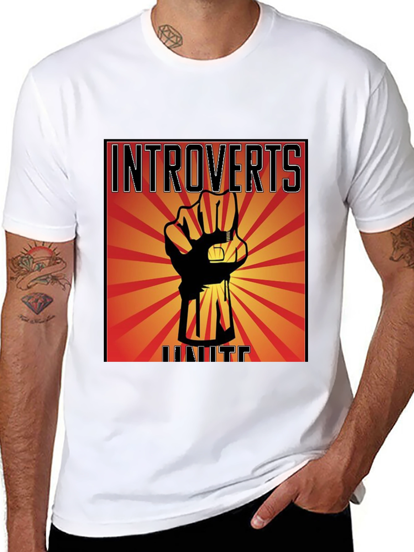 Introverts Unite Graphic T-Shirt - Black Cotton Tee
