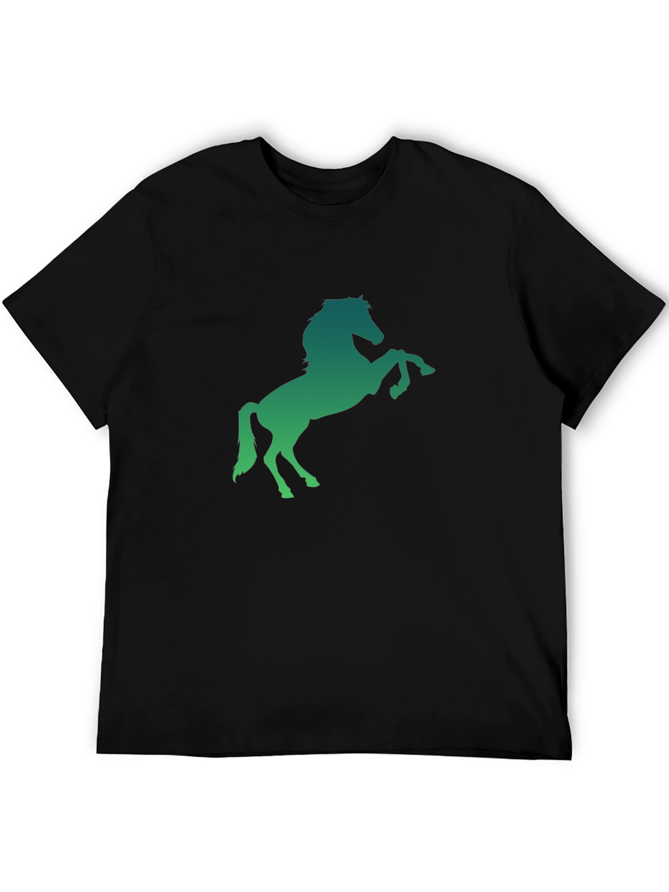 Mens Black T-Shirt with Horse Graphic