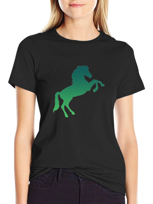 Mens Black T-Shirt with Horse Graphic