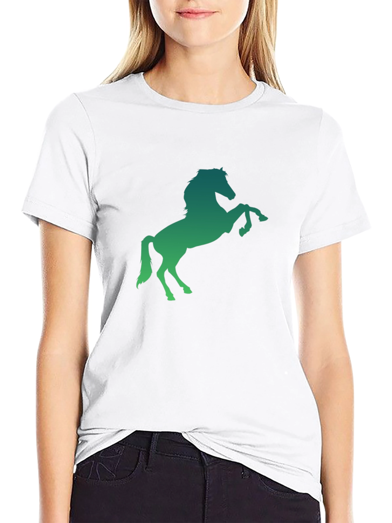 Mens Black T-Shirt with Horse Graphic