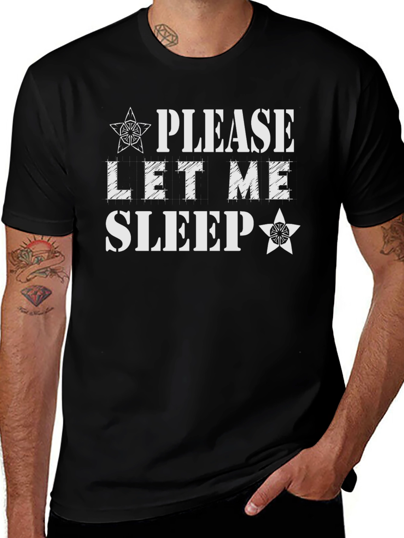 Please Let Me Sleep Graphic Tee - Black
