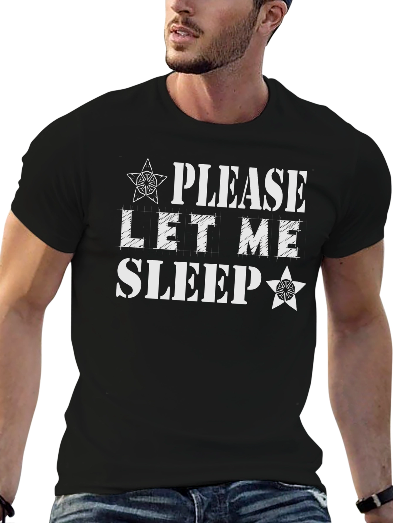 Please Let Me Sleep Graphic Tee - Black