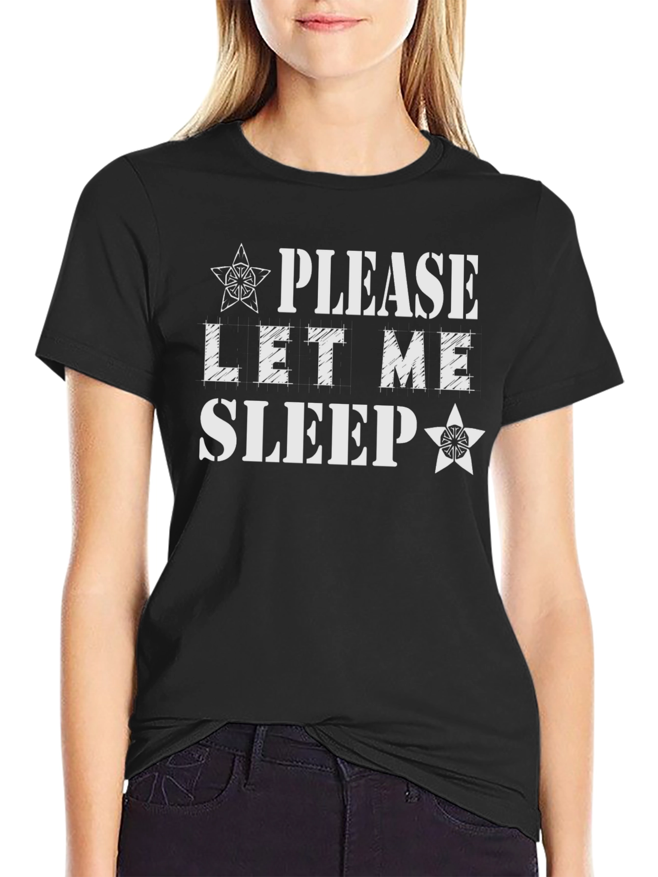 Please Let Me Sleep Graphic Tee - Black