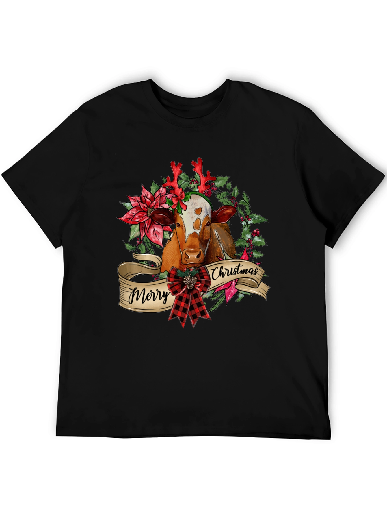 Merry Christmas Cow T-Shirt Festive Holiday Tee