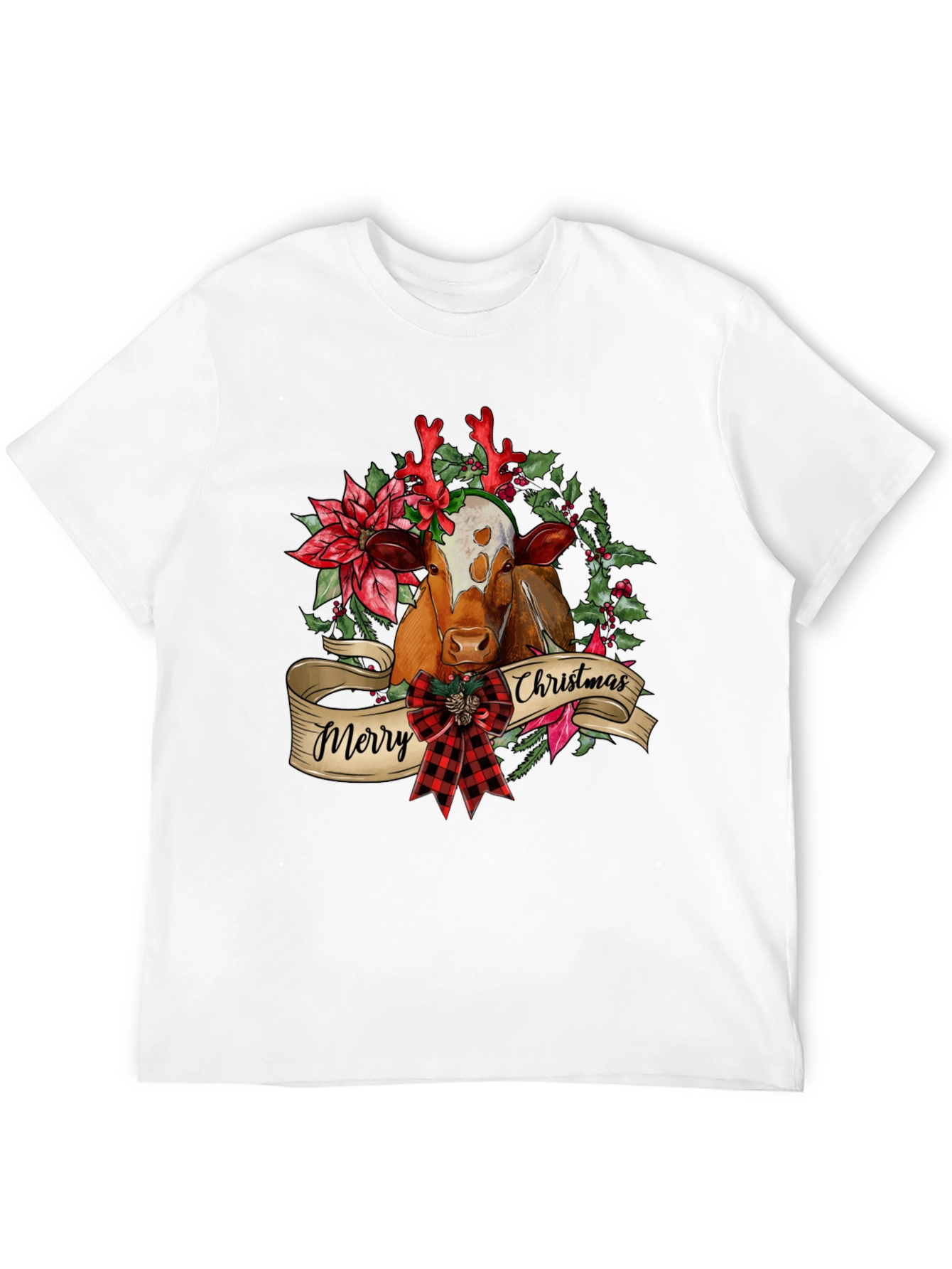 Merry Christmas Cow T-Shirt Festive Holiday Tee