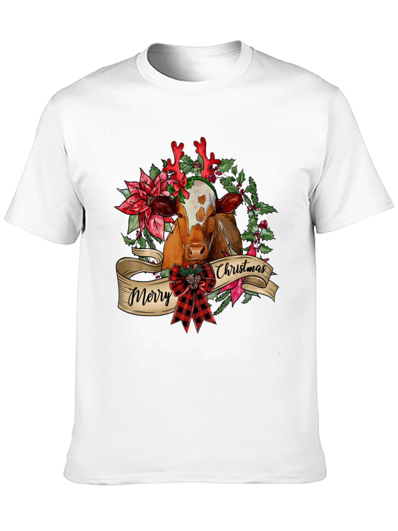 Merry Christmas Cow T-Shirt Festive Holiday Tee